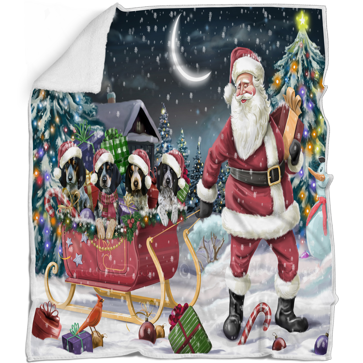 Bluetick Coonhound Dog Blanket Personalized Woven Fleece Sherpa Christmas NWT - Bild 13 von 32