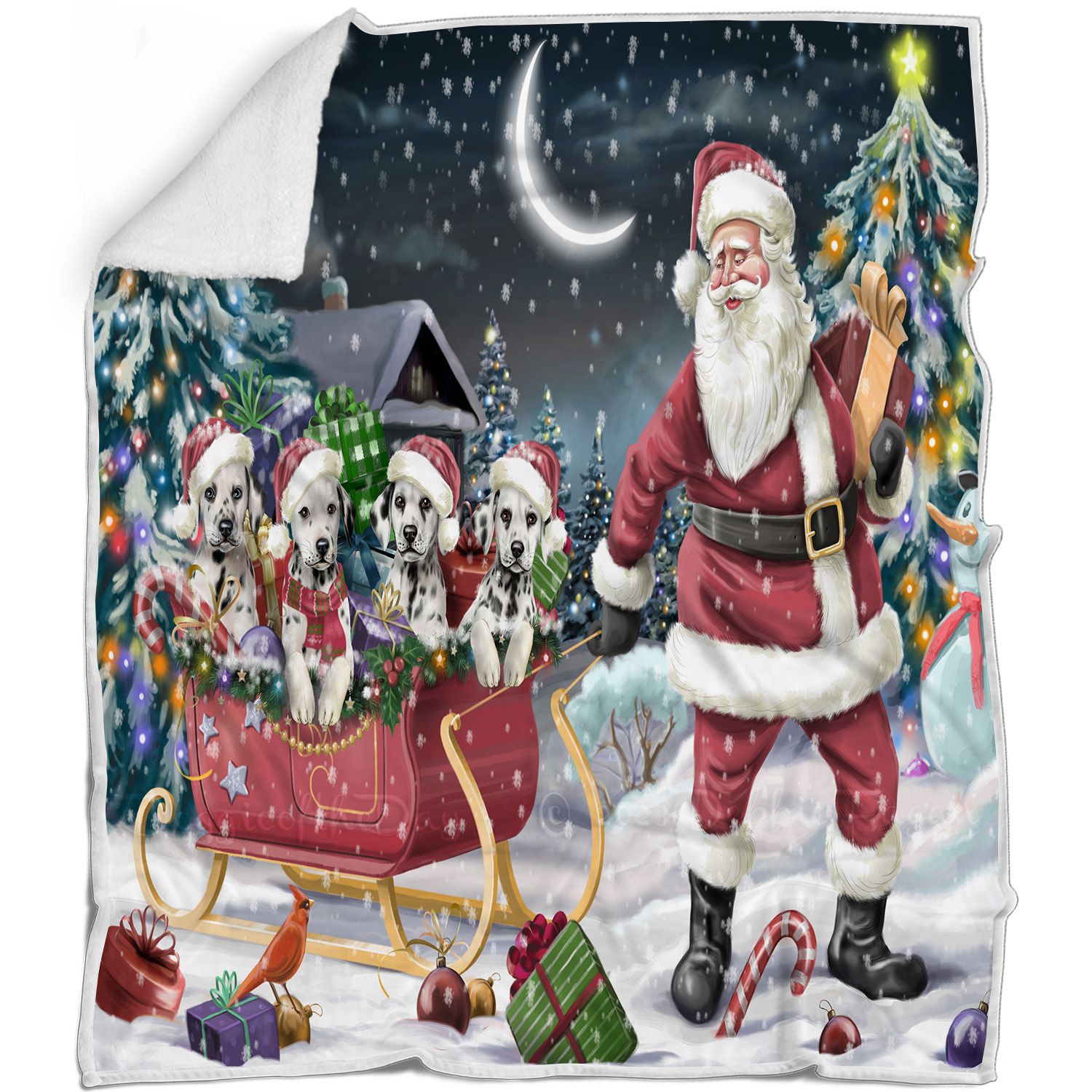 Dalmatian Dog Blanket Personalized Throw Woven Fleece Sherpa Christmas NWT - Picture 14 of 30