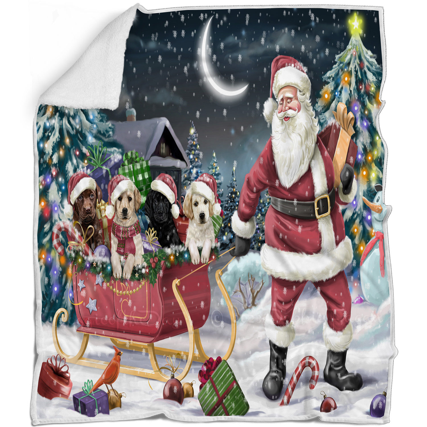 Labrador Retriever Dog Blanket Personalized Woven Fleece Sherpa Christmas NWT