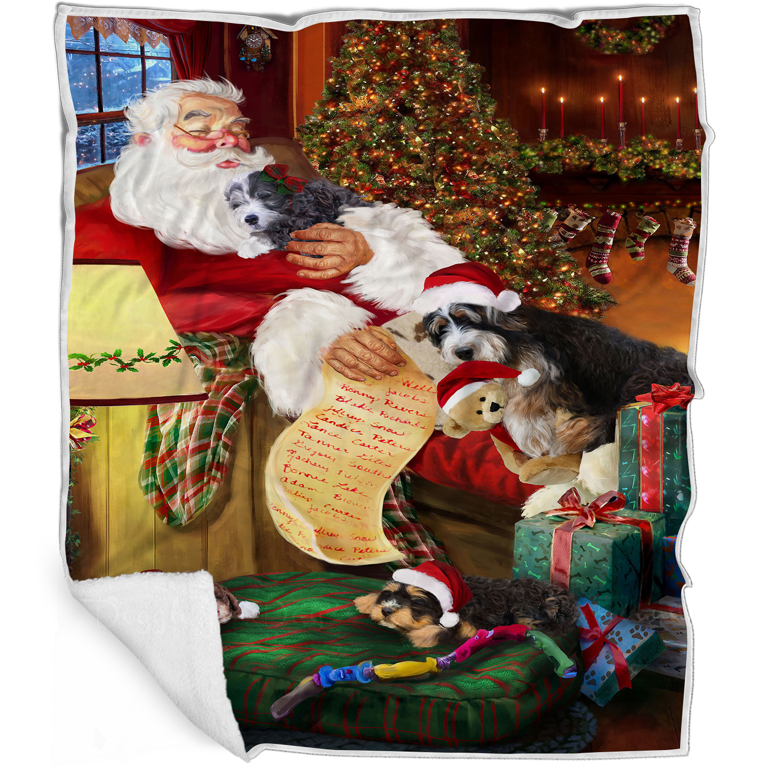 Bernedoodle Dog Blanket Personalized Throw Woven Fleece Sherpa Christmas NWT - Picture 10 of 33