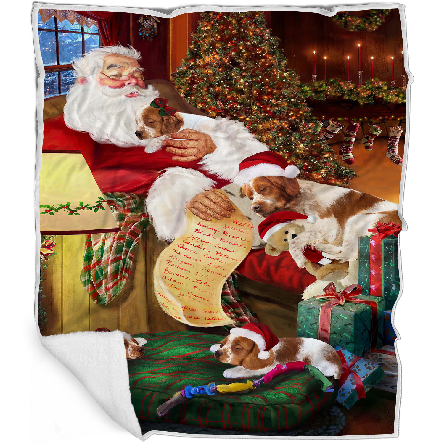 Brittany Spaniel Dog Blanket Personalize Throw Woven Fleece Sherpa Christmas NWT - Picture 11 of 31