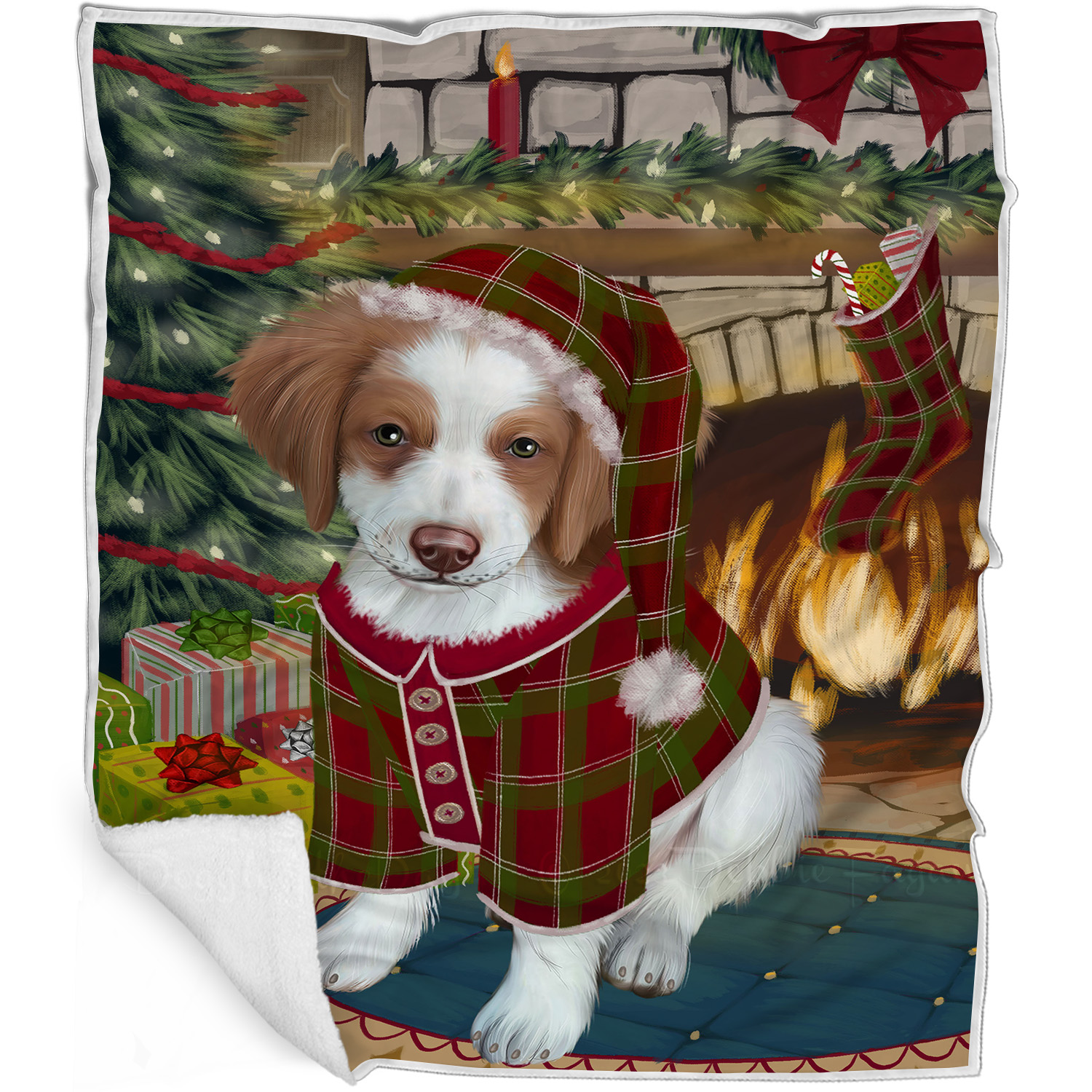 Brittany Spaniel Dog Blanket Personalize Throw Woven Fleece Sherpa Christmas NWT - Picture 20 of 31