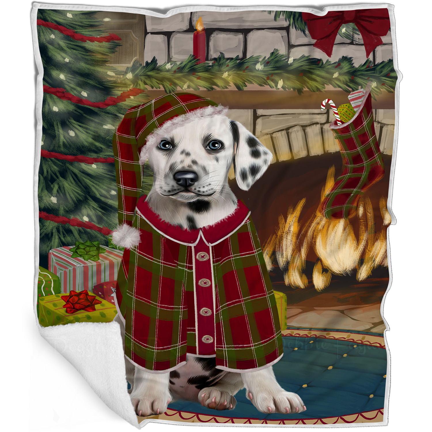 Dalmatian Dog Blanket Personalized Throw Woven Fleece Sherpa Christmas NWT - Picture 19 of 30
