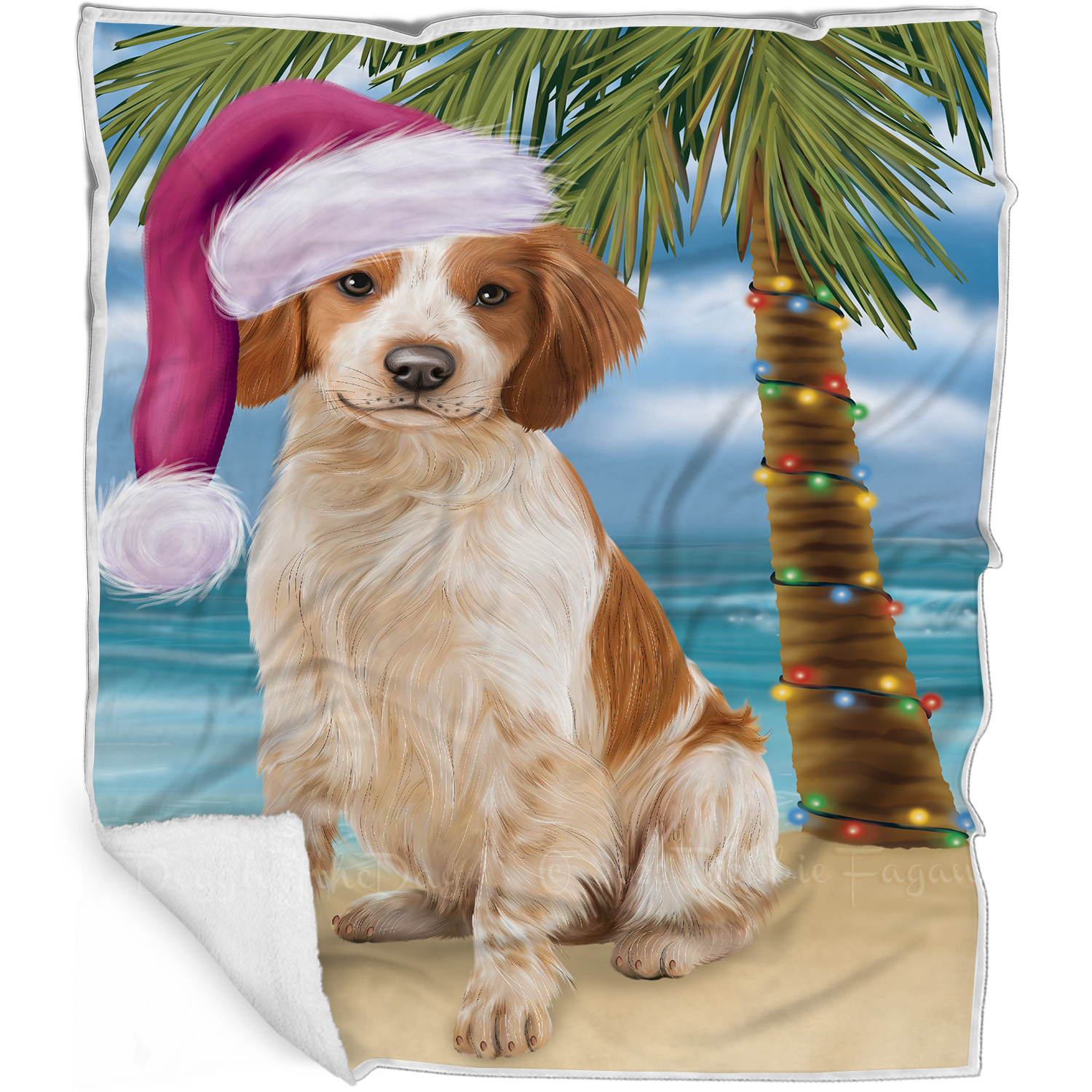 Brittany Spaniel Dog Blanket Personalize Throw Woven Fleece Sherpa Christmas NWT - Picture 18 of 31