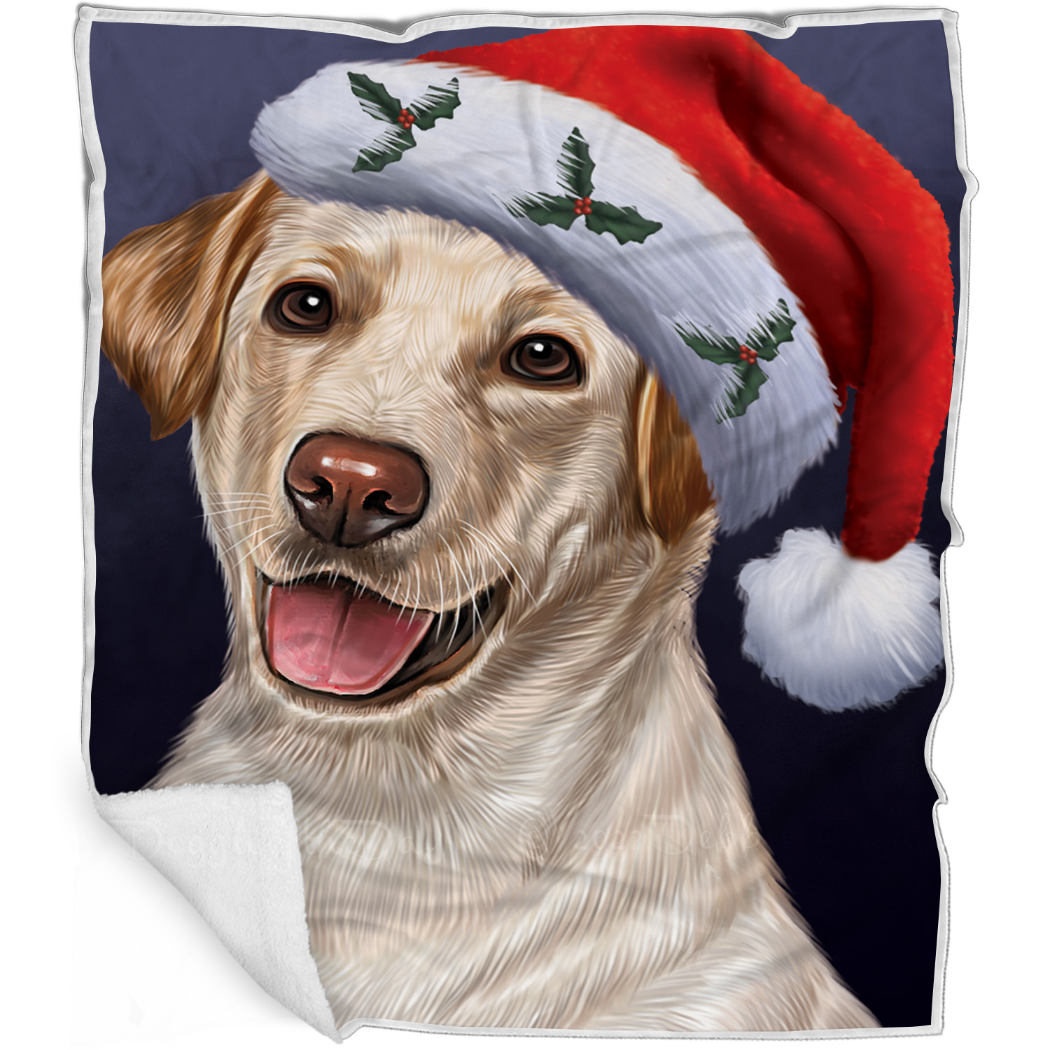 Labrador Retriever Dog Blanket Personalized Woven Fleece Sherpa Christmas NWT