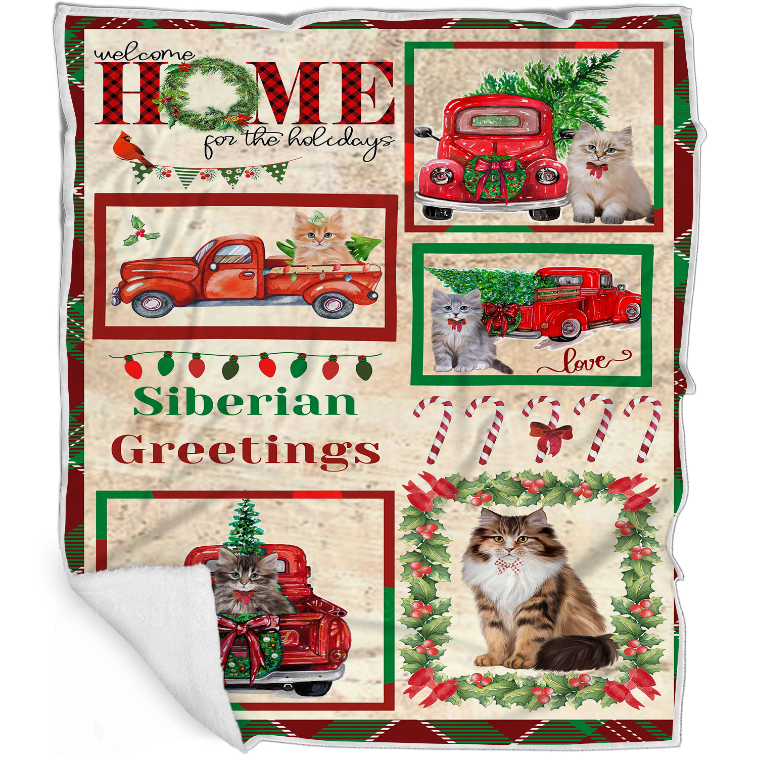 Coperta Gatto Siberiano Personalizzata Tessuto Pile Sherpa Natale Nuova con etichette - Foto 10 di 18