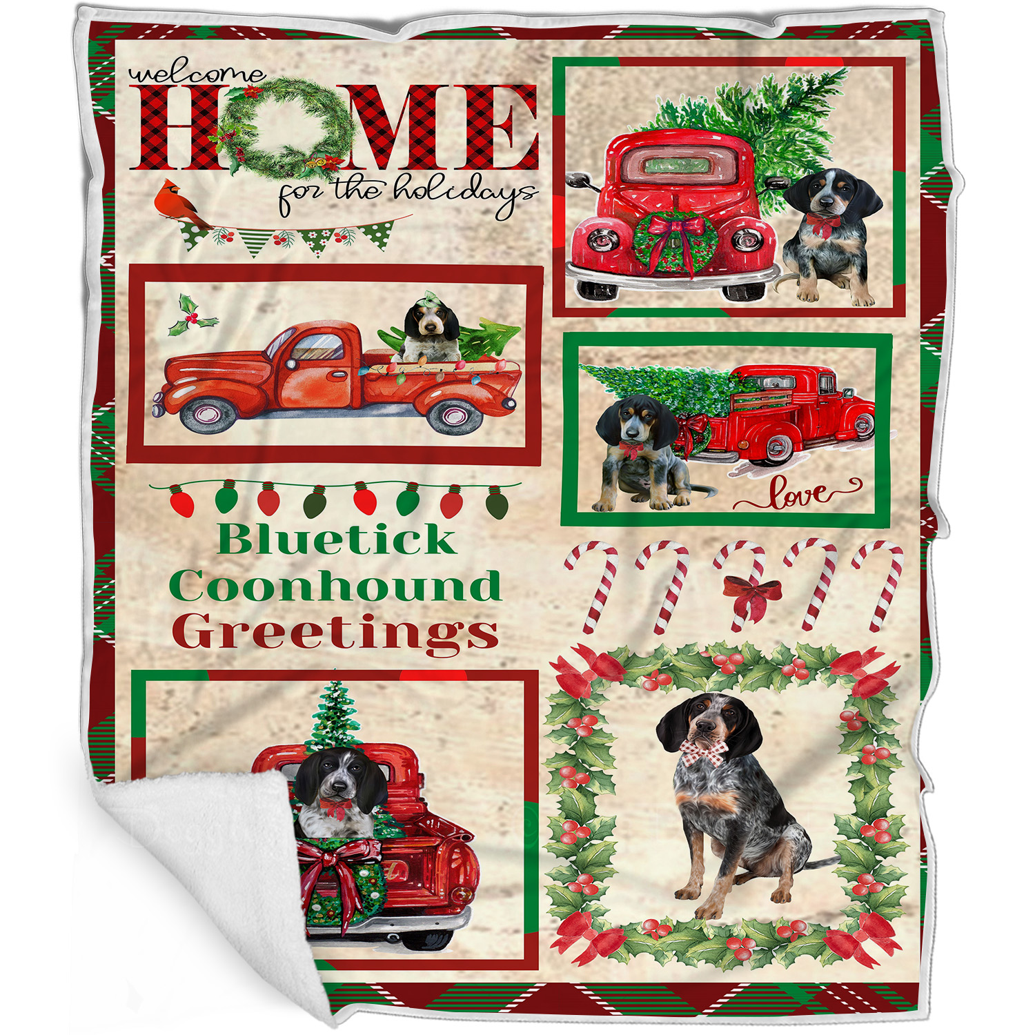 Bluetick Coonhound Dog Blanket Personalized Woven Fleece Sherpa Christmas NWT - Bild 14 von 32