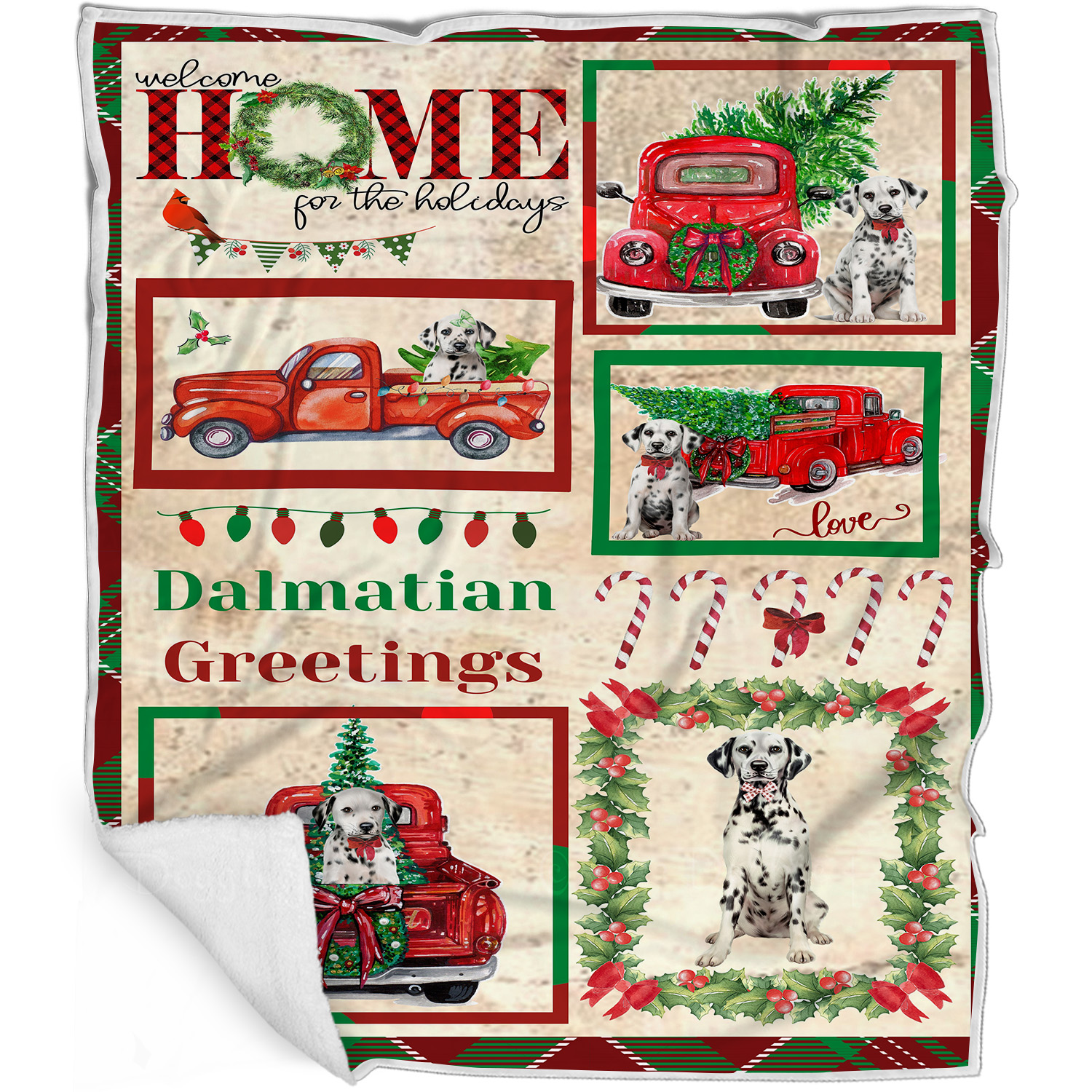 Dalmatian Dog Blanket Personalized Throw Woven Fleece Sherpa Christmas NWT - Picture 15 of 30