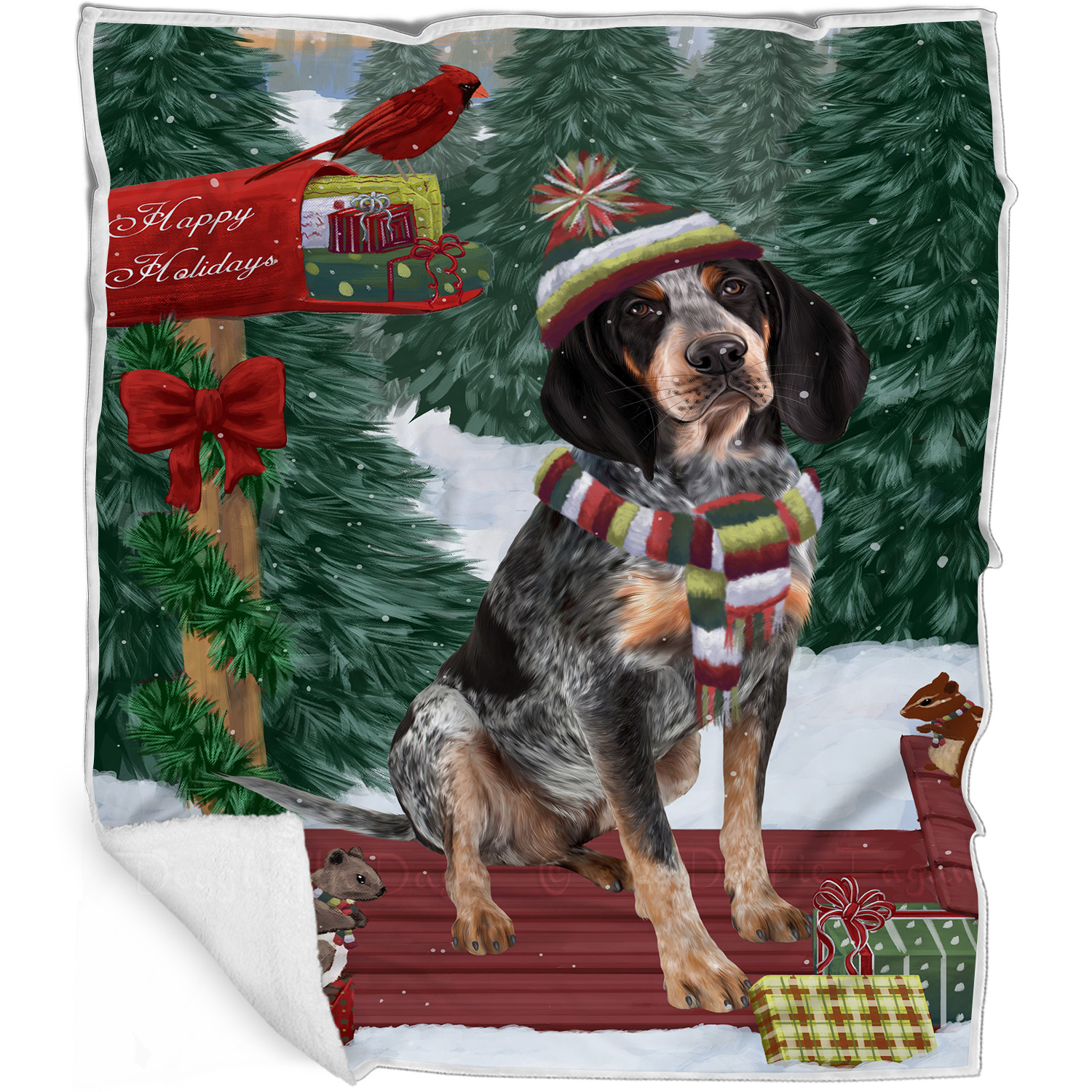 Bluetick Coonhound Dog Blanket Personalized Woven Fleece Sherpa Christmas NWT - Bild 28 von 32