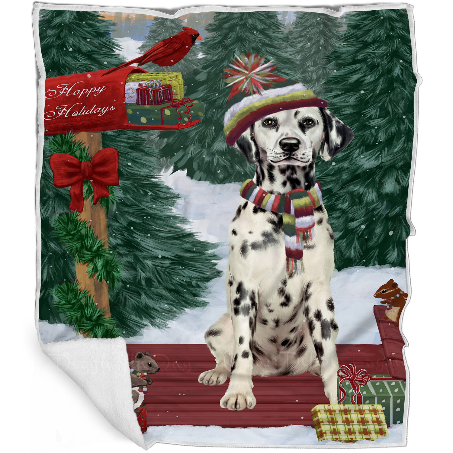 Dalmatian Dog Blanket Personalized Throw Woven Fleece Sherpa Christmas NWT - Picture 27 of 30