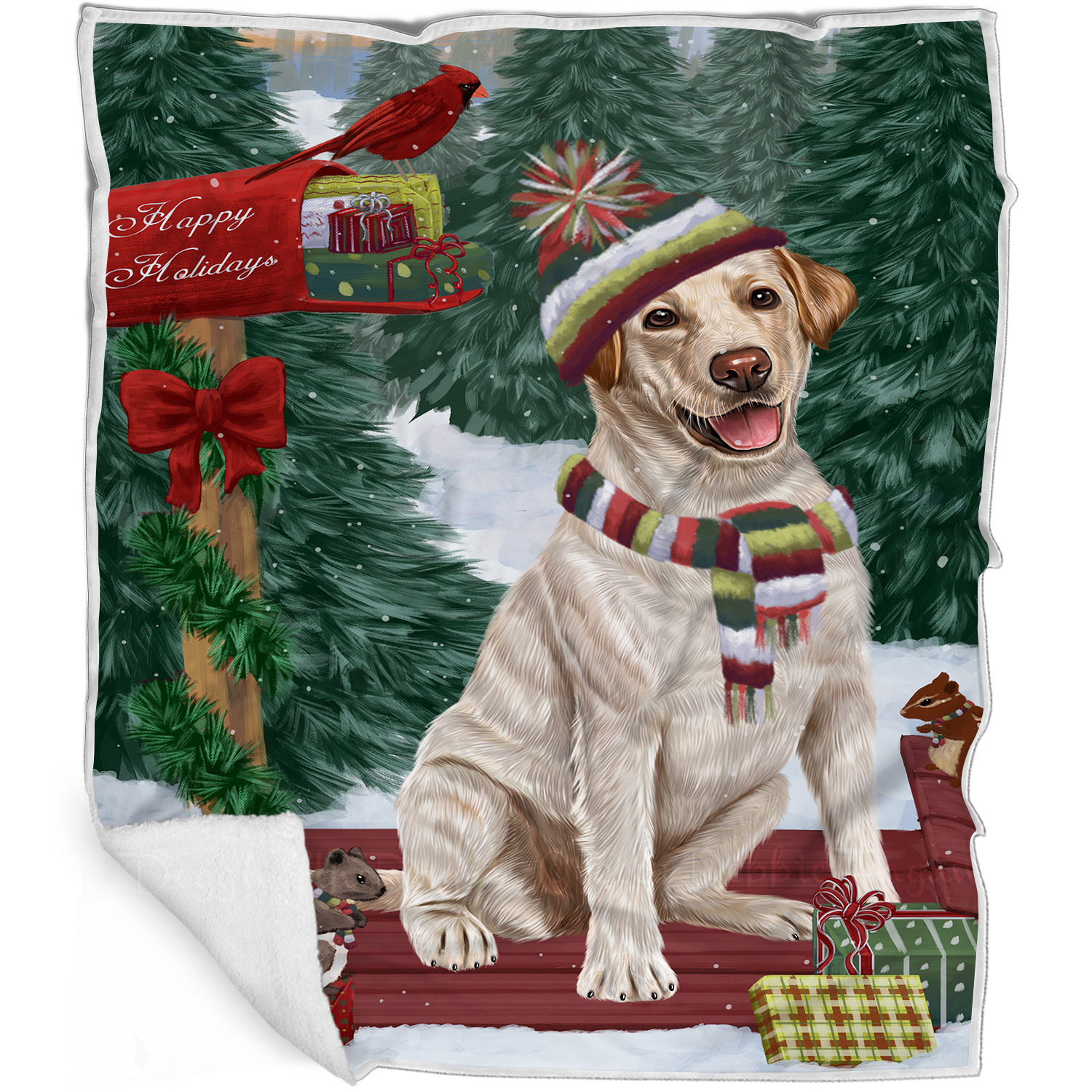 Labrador Retriever Dog Blanket Personalized Woven Fleece Sherpa Christmas NWT