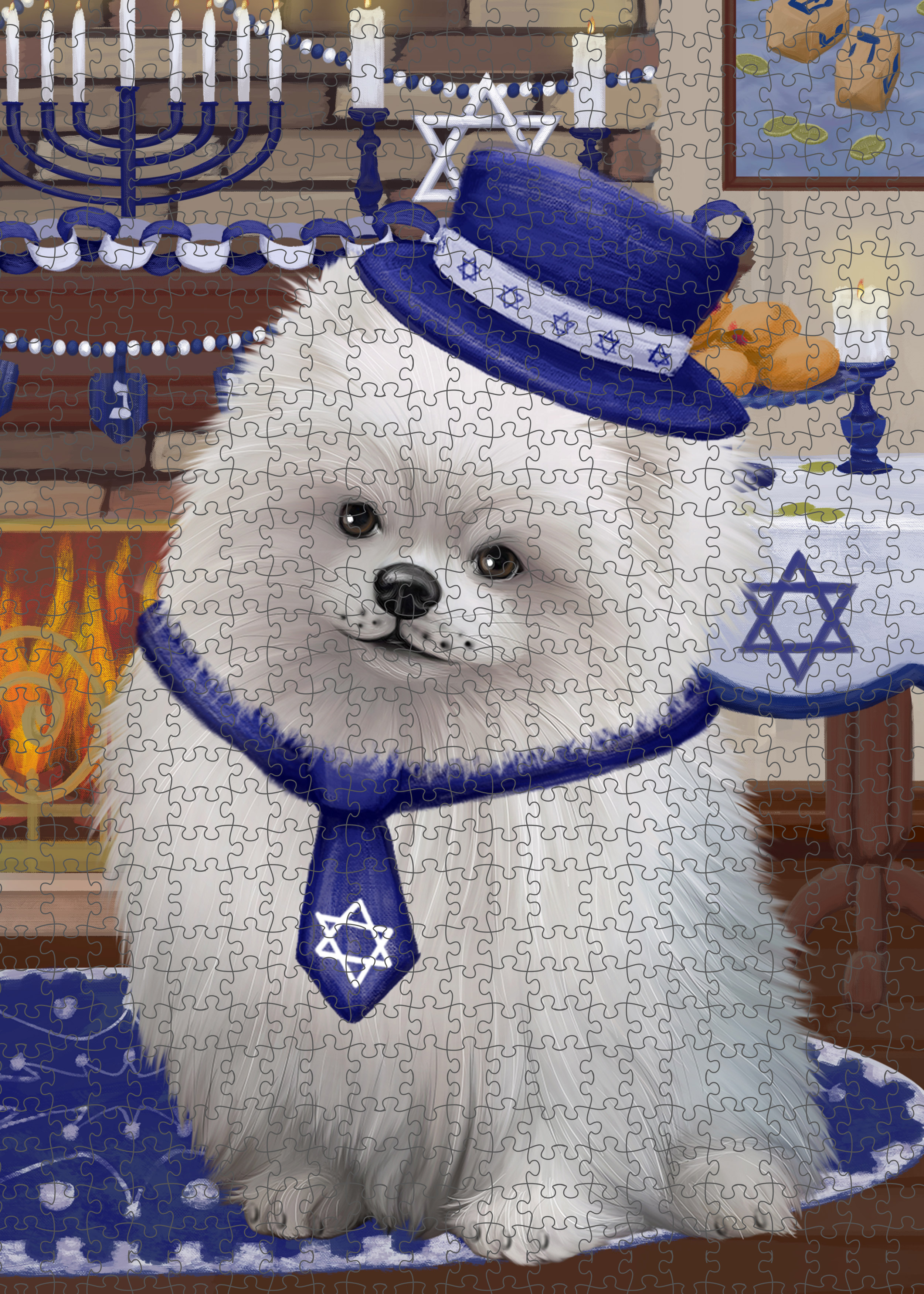 Happy Hanukkah Dog Cat Pet Photo Lovers Jigsaw Puzzle with Photo Tin