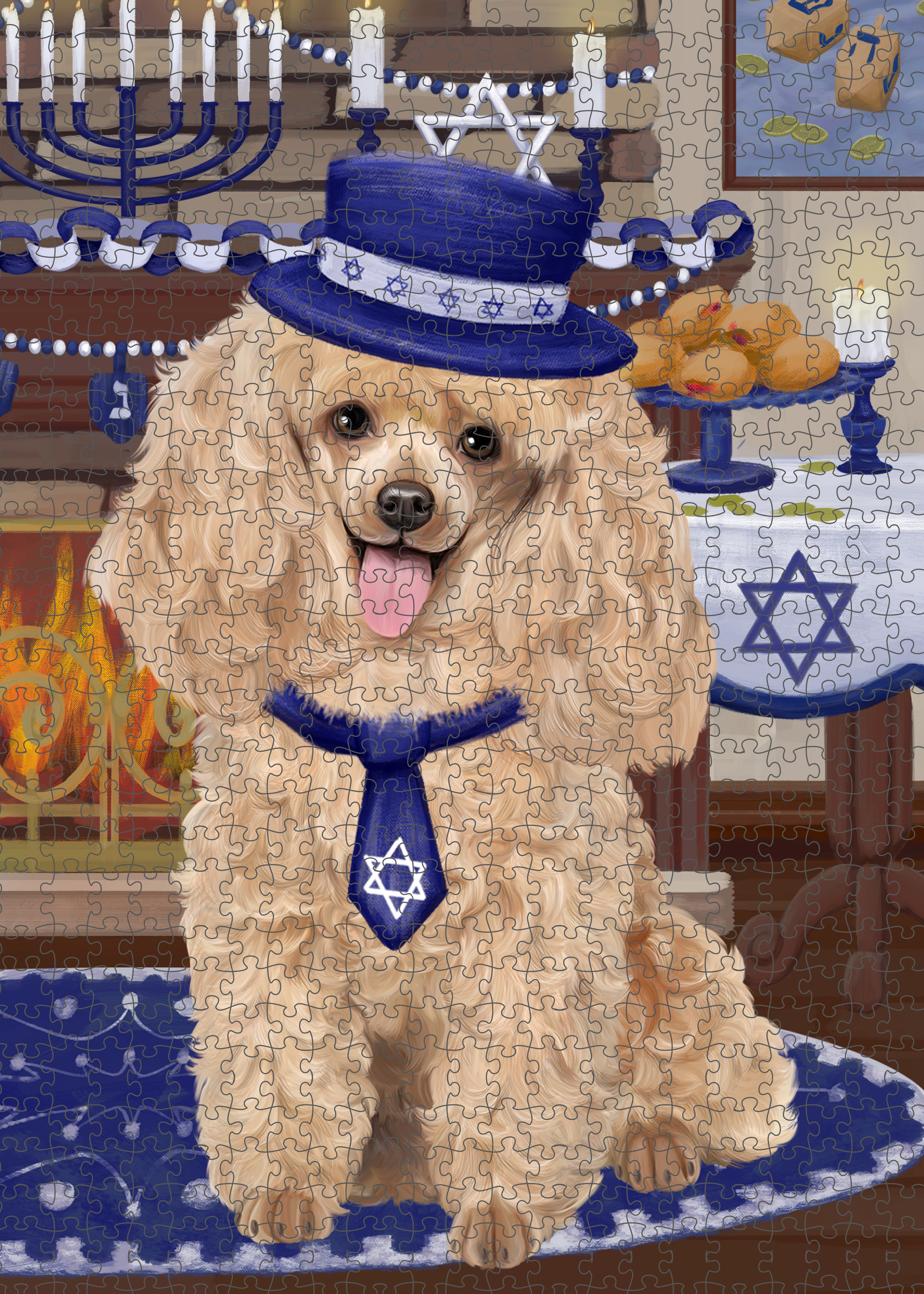 Happy Hanukkah Dog Cat Pet Photo Lovers Jigsaw Puzzle with Photo Tin