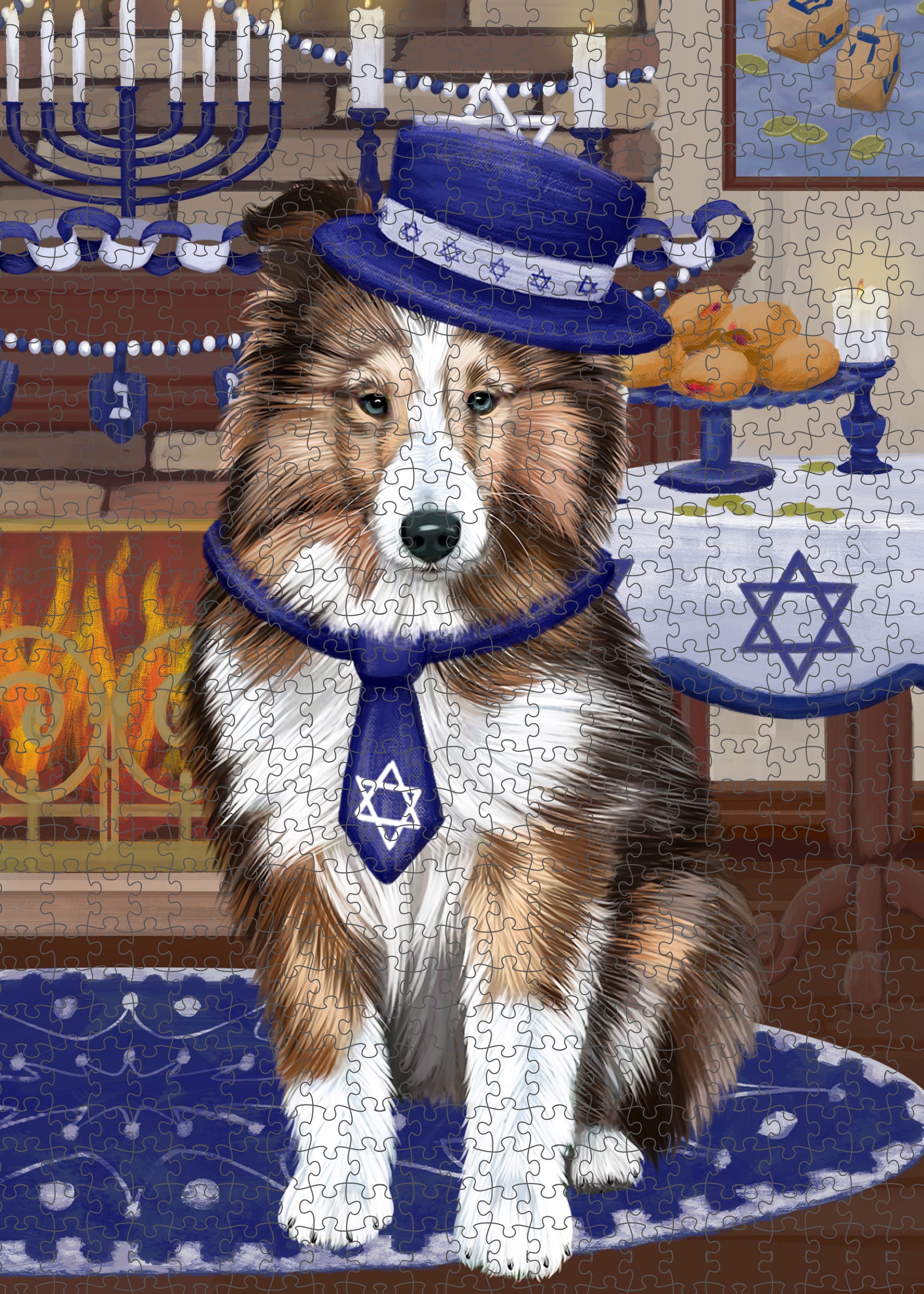 Happy Hanukkah Dog Cat Pet Photo Lovers Jigsaw Puzzle with Photo Tin