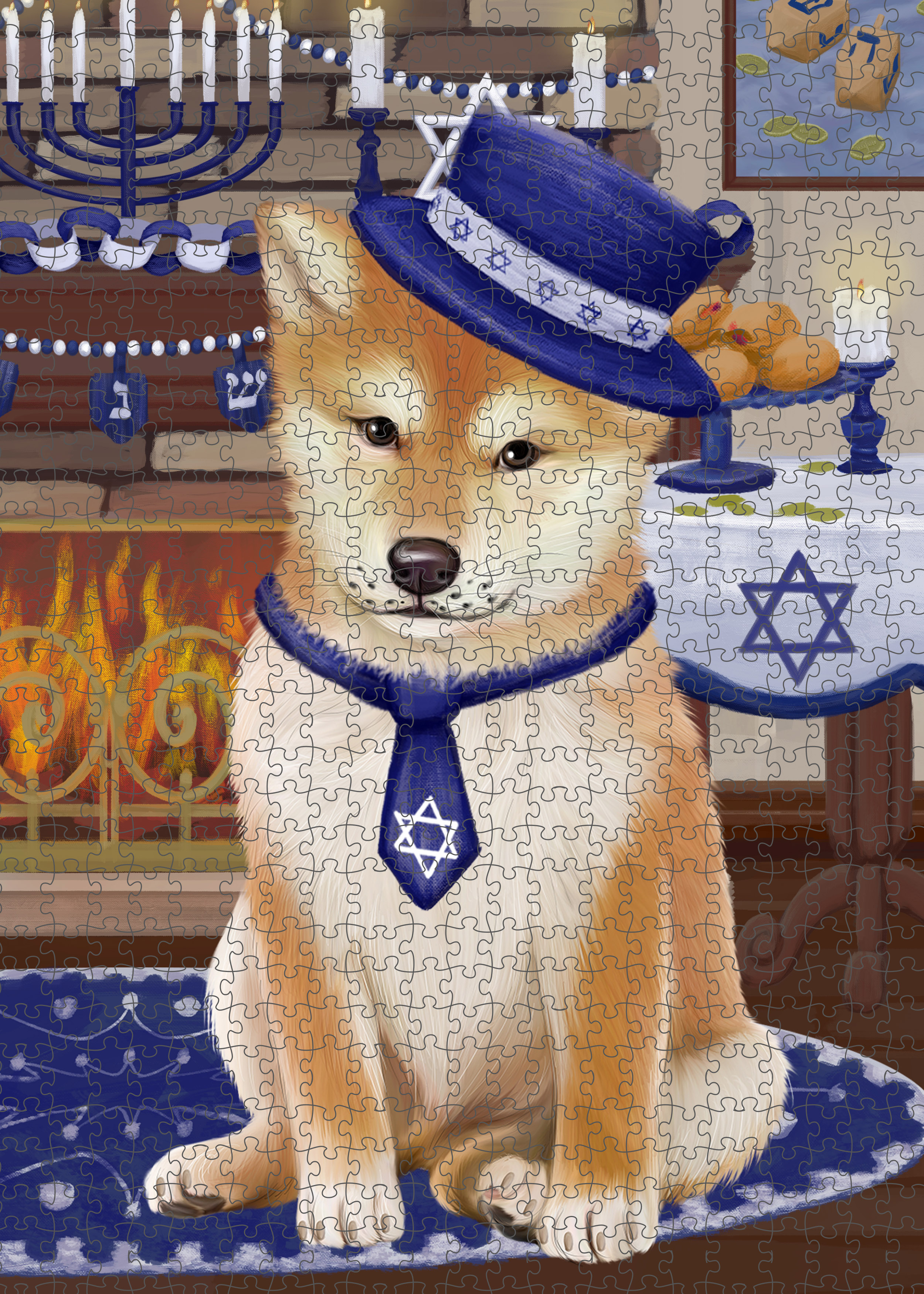 Happy Hanukkah Dog Cat Pet Photo Lovers Jigsaw Puzzle with Photo Tin