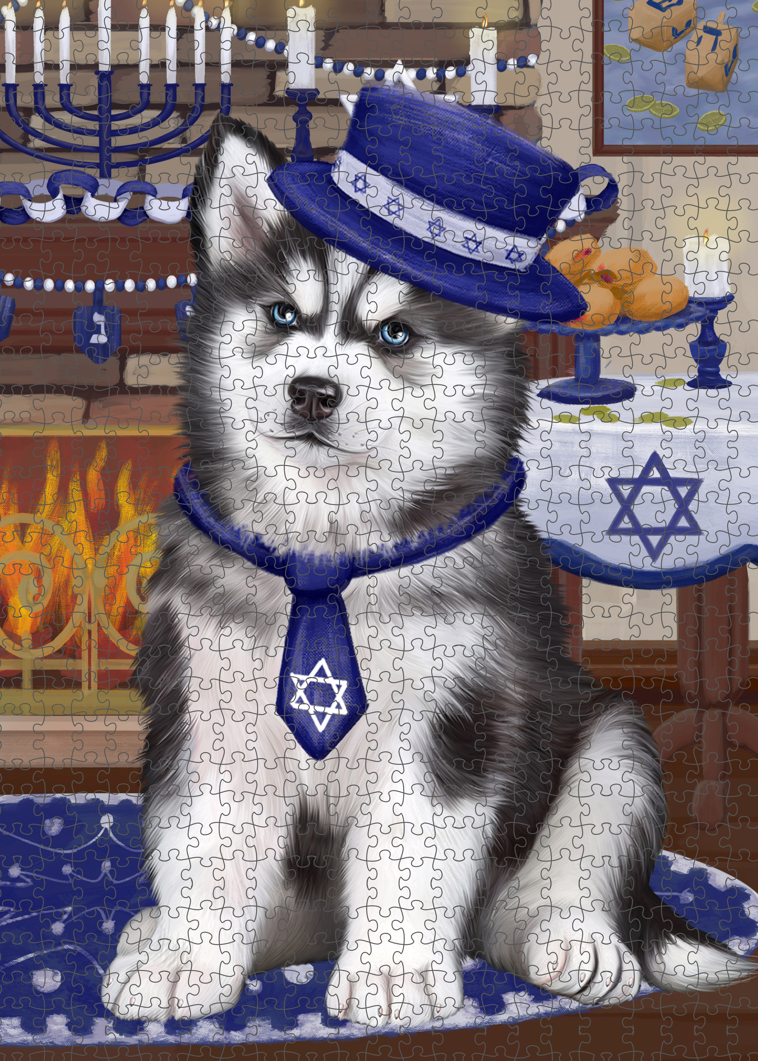 Happy Hanukkah Dog Cat Pet Photo Lovers Jigsaw Puzzle with Photo Tin