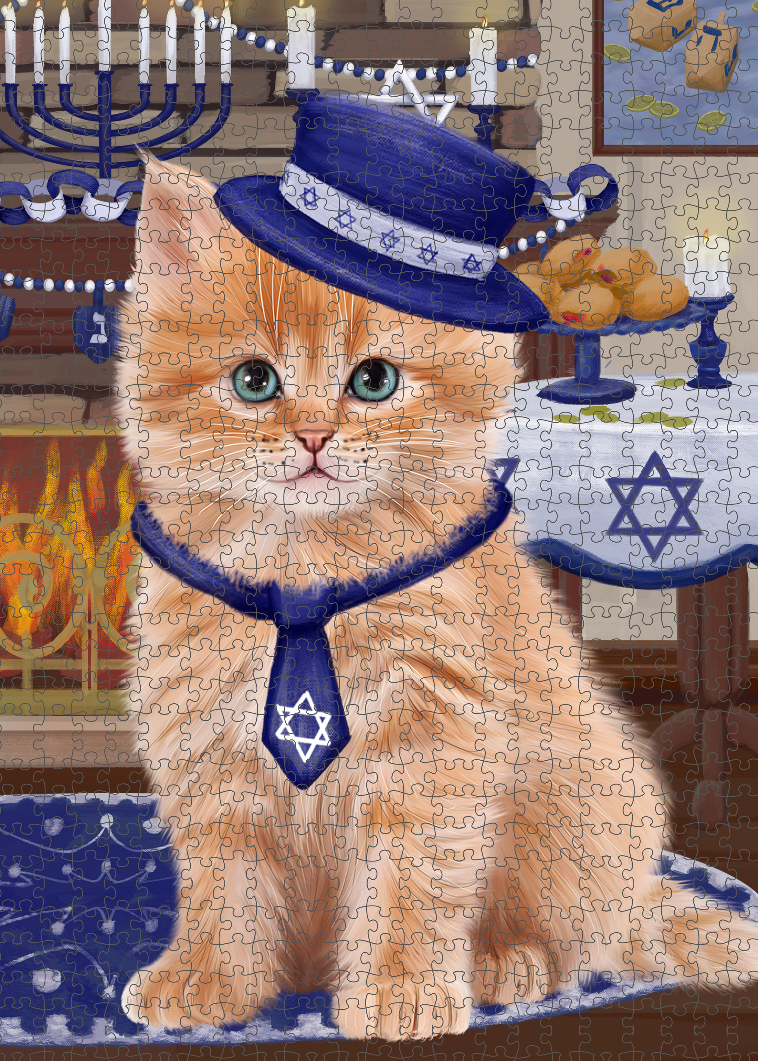 Happy Hanukkah Dog Cat Pet Photo Lovers Jigsaw Puzzle with Photo Tin