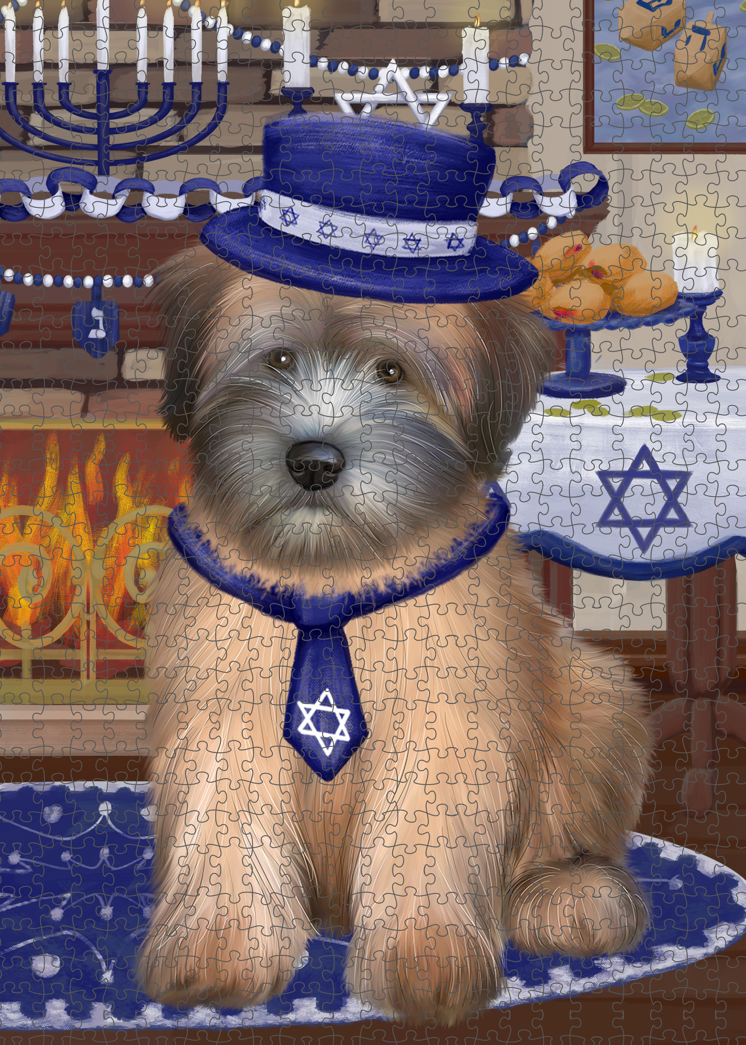 Happy Hanukkah Dog Cat Pet Photo Lovers Jigsaw Puzzle with Photo Tin