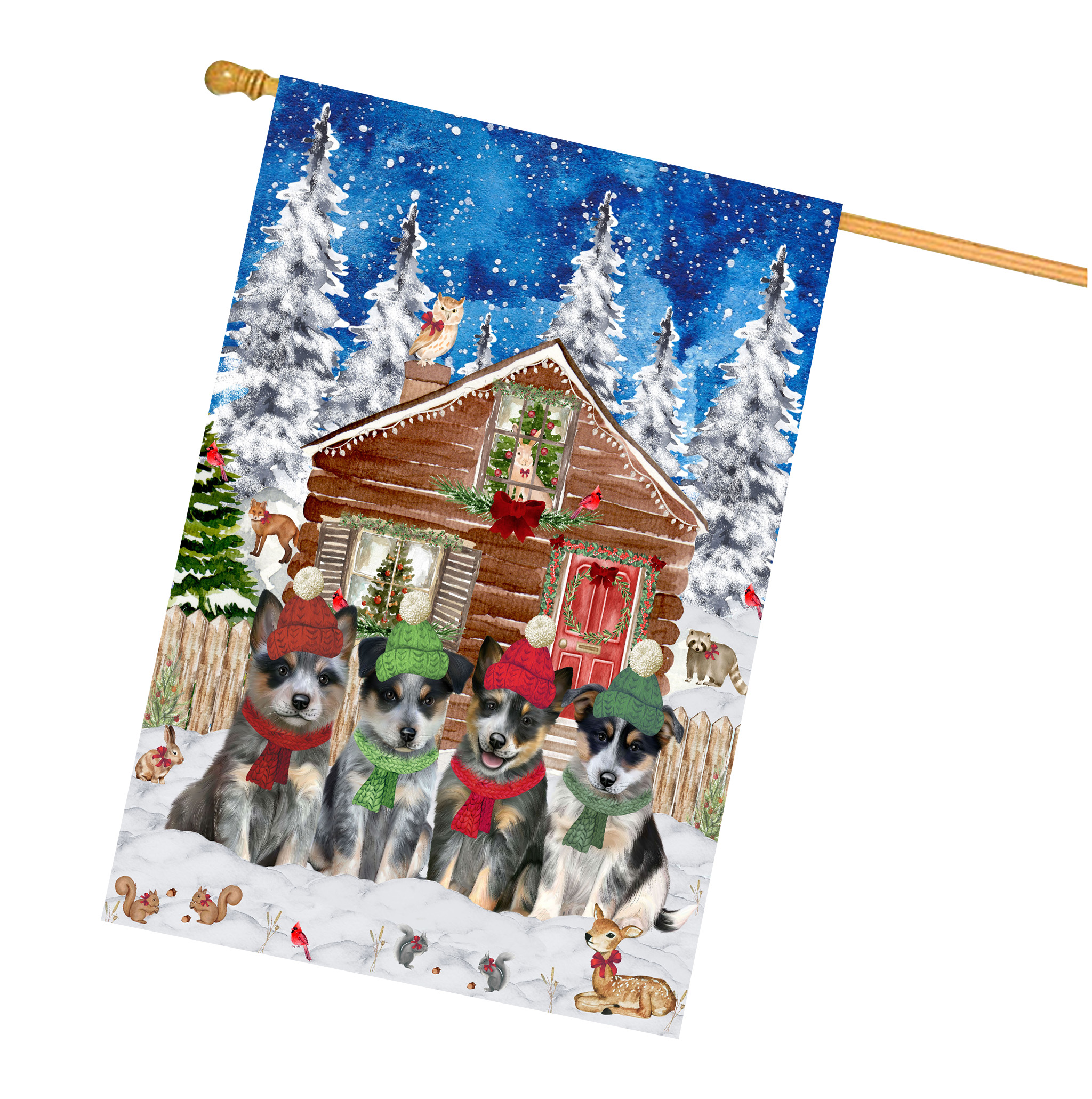 Blue Heeler Dog House Flag Christmas Double Sided 28"x40" Many Designs NWT NEW - Picture 72 of 72