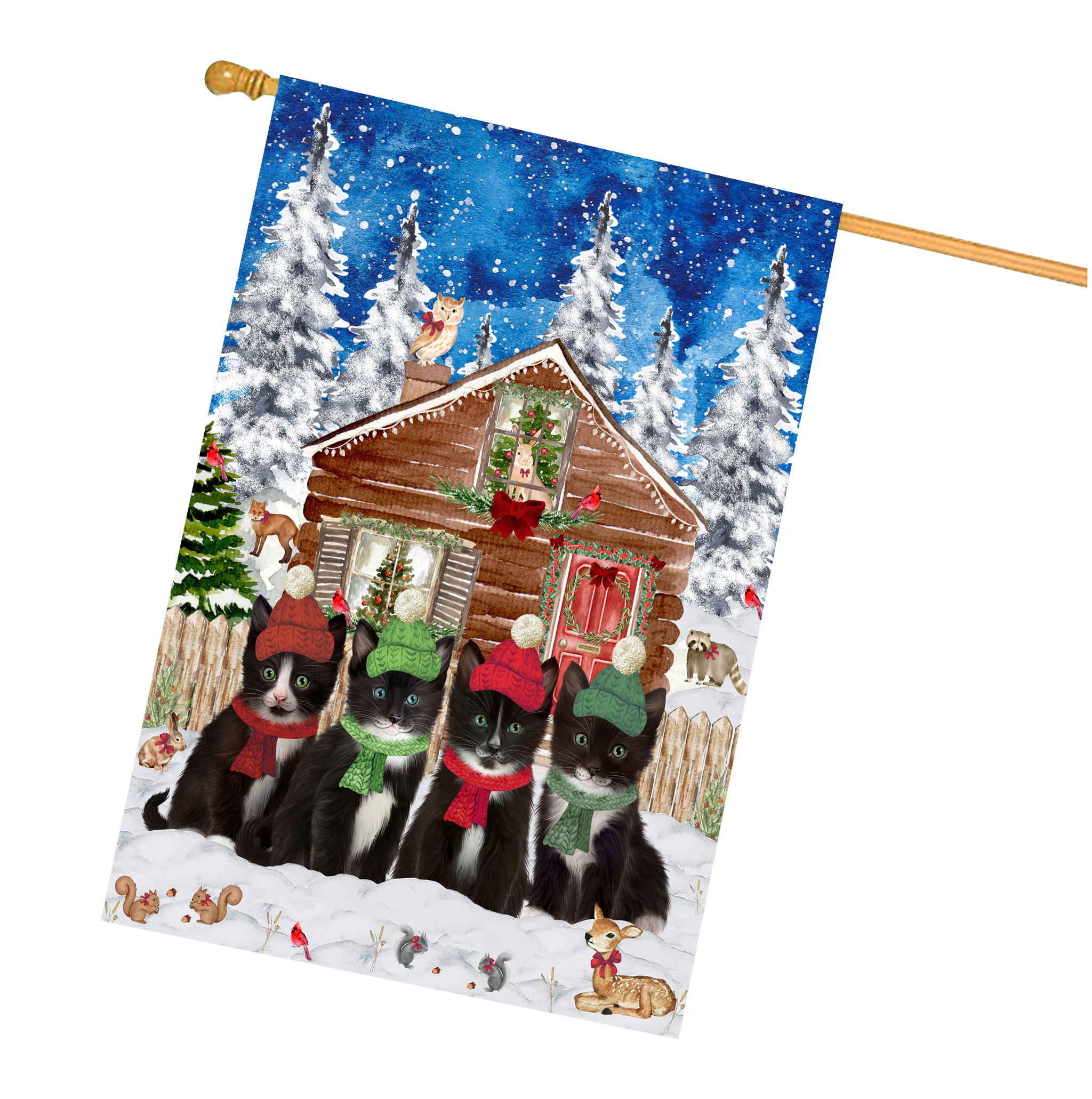 Tuxedo Cat House Flag Christmas Double Sided 28"x40" Many Designs NWT NEW - Picture 58 of 58