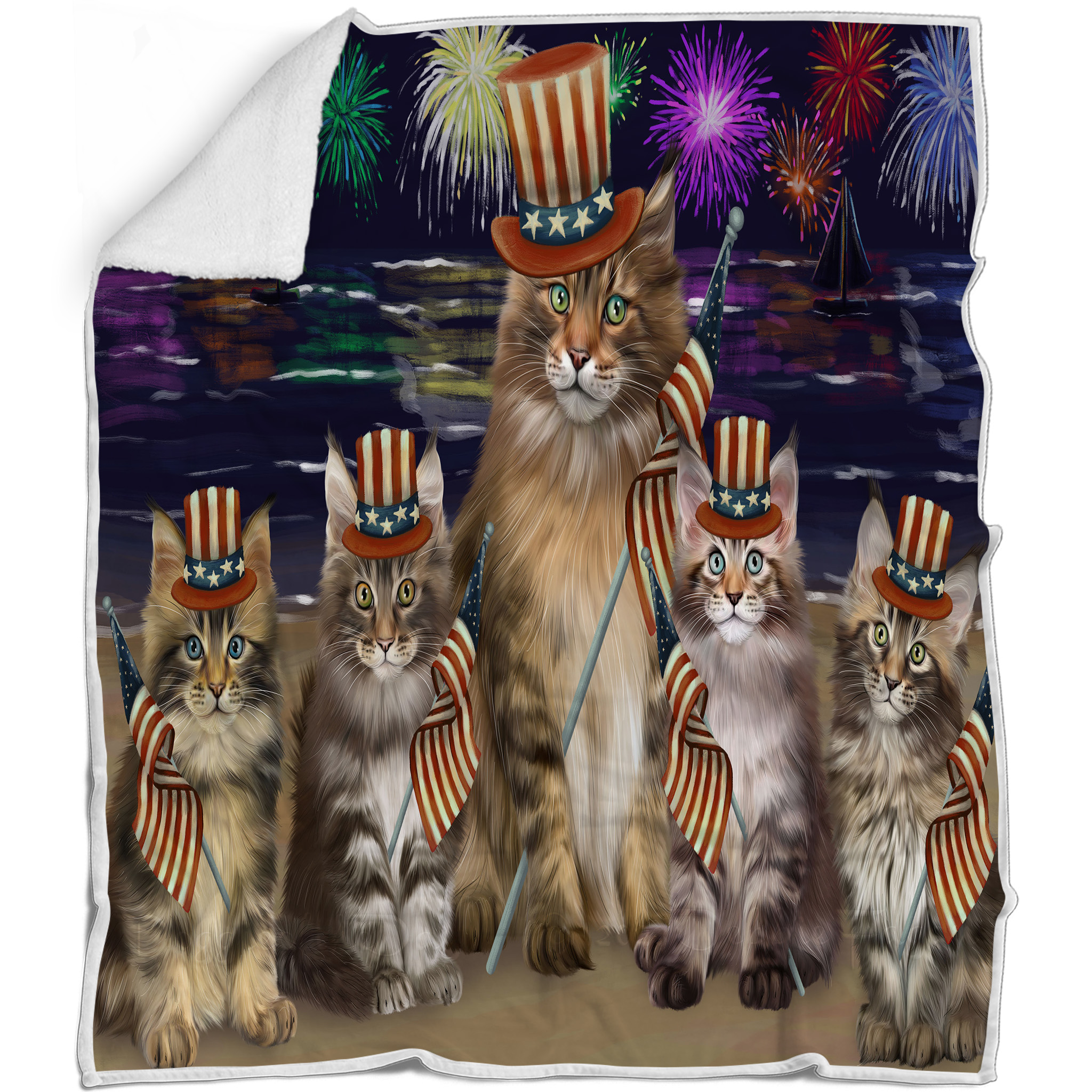 Maine Coon Cat Blanket Personalized Throw Woven Fleece Sherpa Many Designs NWT - Picture 28 of 31