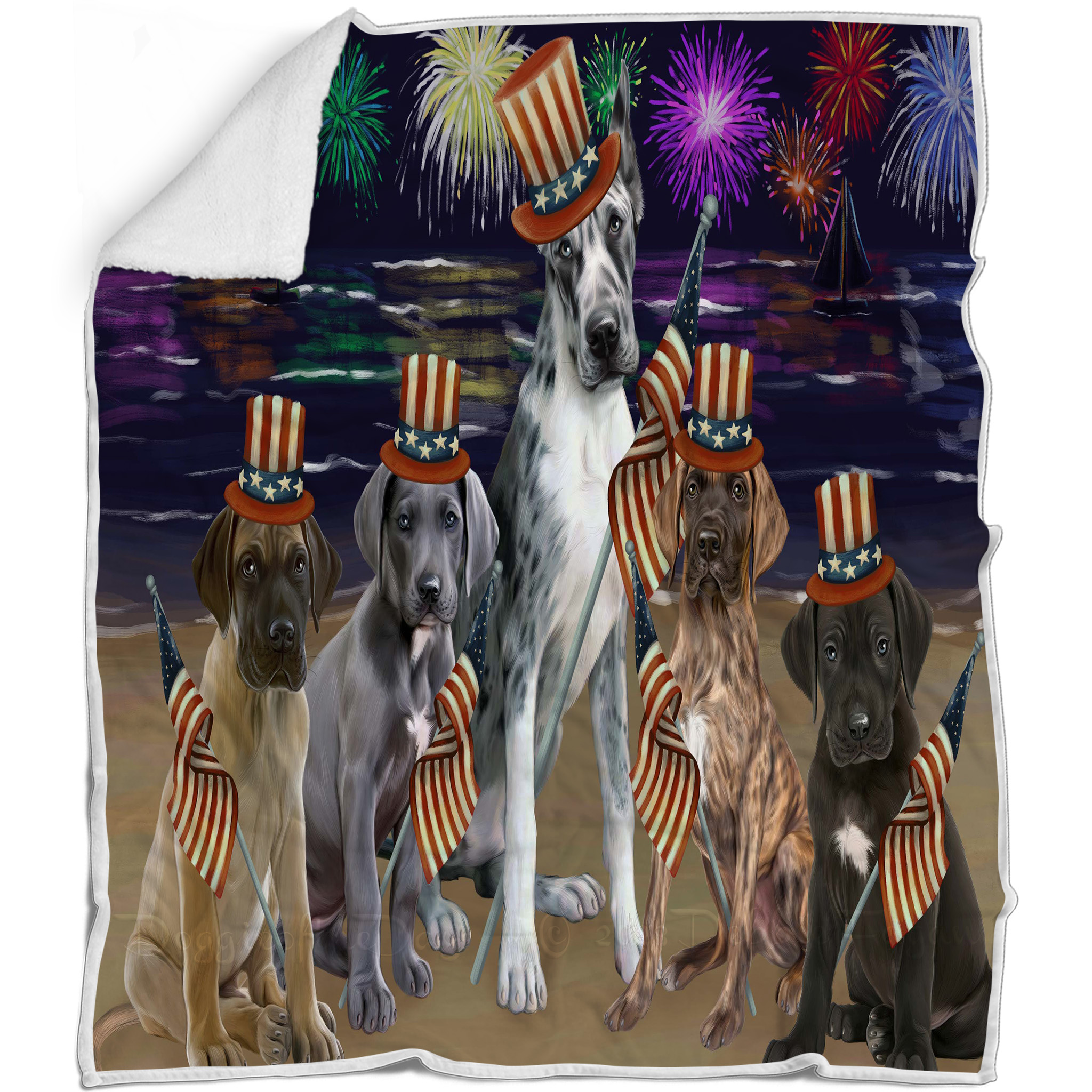Great Dane Dog Blanket Personalized Throw Woven Fleece Sherpa Many Designs NWT - Picture 30 of 33