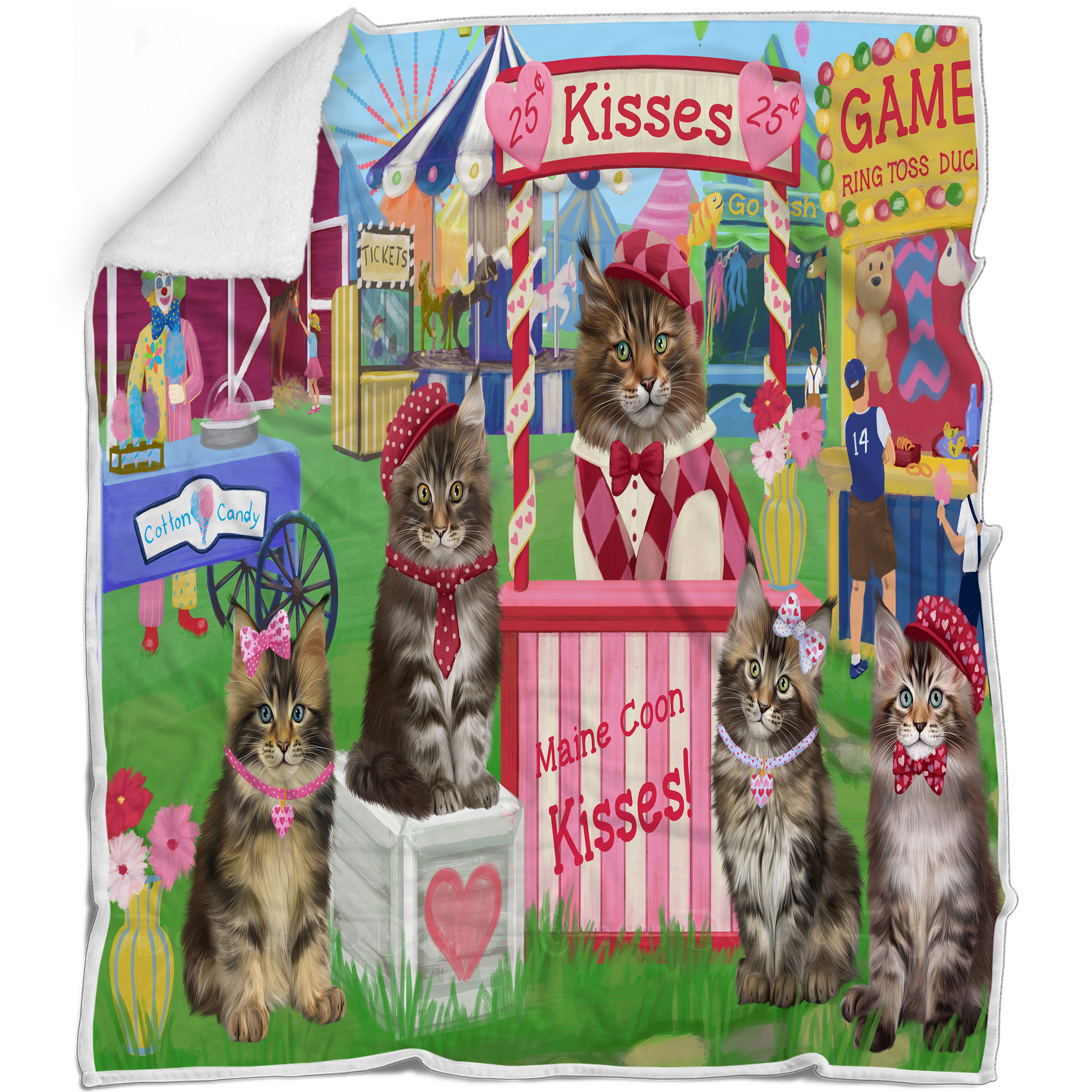 Maine Coon Cat Blanket Personalized Throw Woven Fleece Sherpa Many Designs NWT - Picture 24 of 31