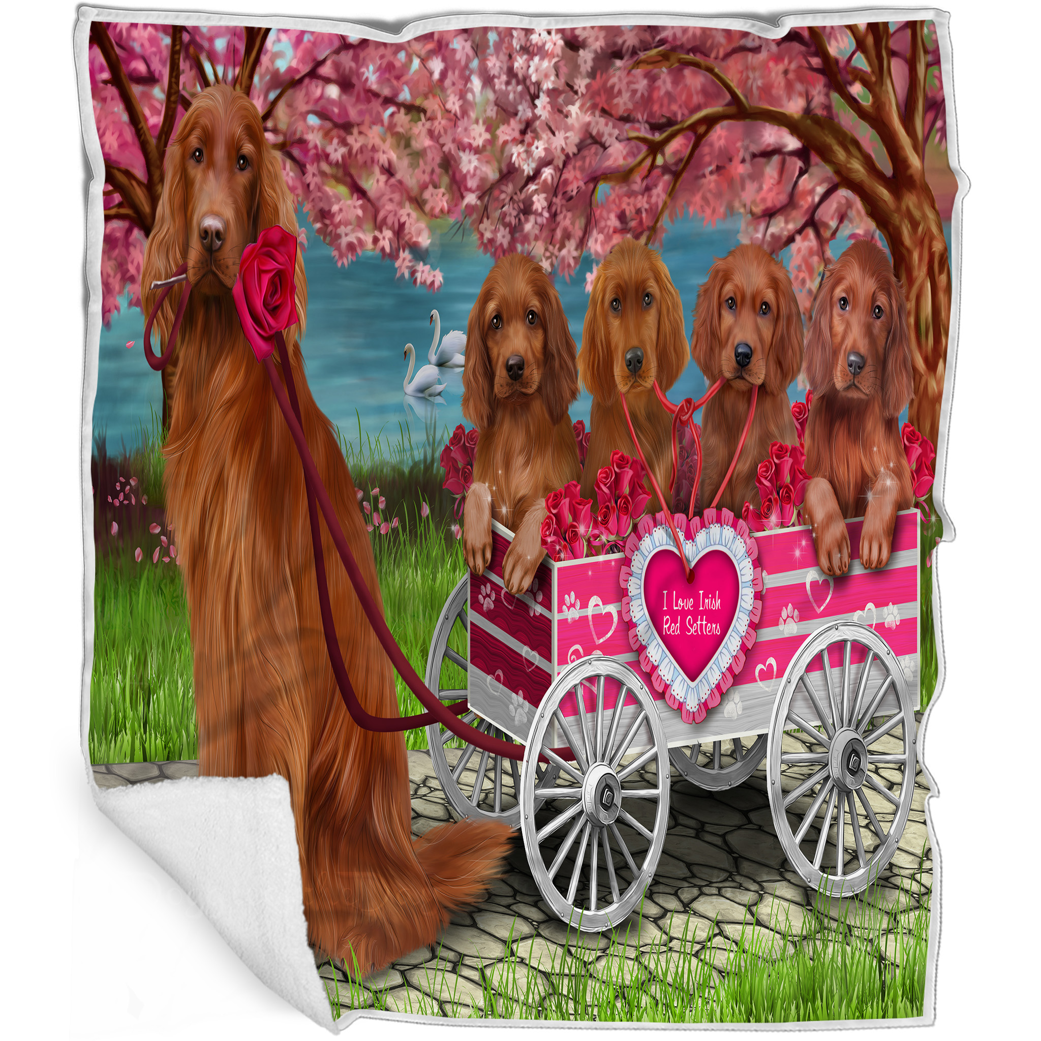 Irish Setter Dog Blanket Personalized Throw Woven Fleece Sherpa Many Designs NWT - Picture 18 of 32
