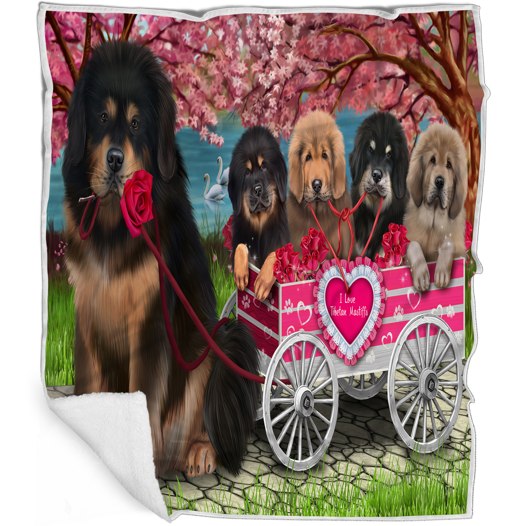 Tibetan Mastiff Dog Blanket Personalized Throw Woven Fleece Sherpa Designs NWT - Picture 12 of 19