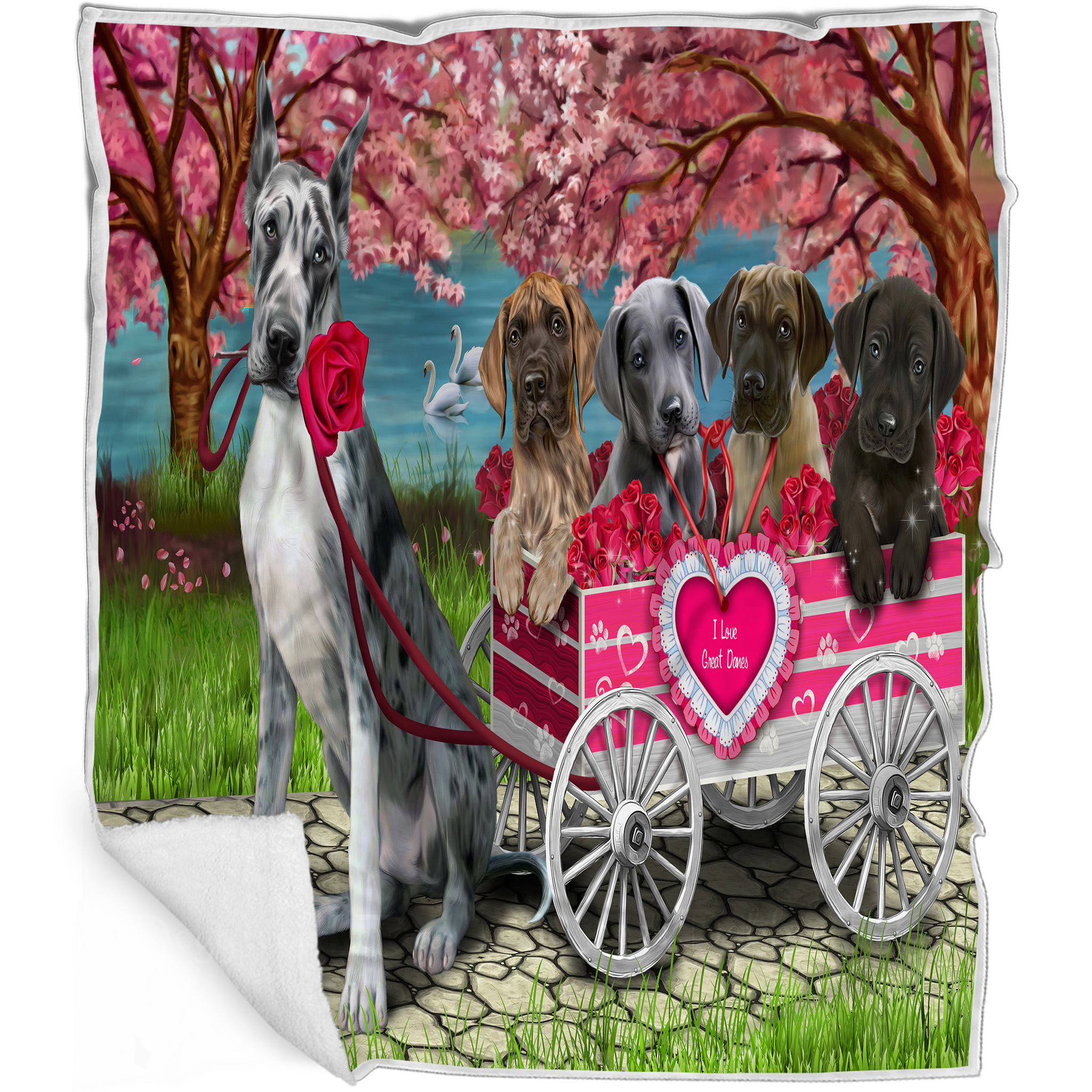 Great Dane Dog Blanket Personalized Throw Woven Fleece Sherpa Many Designs NWT - Picture 18 of 33