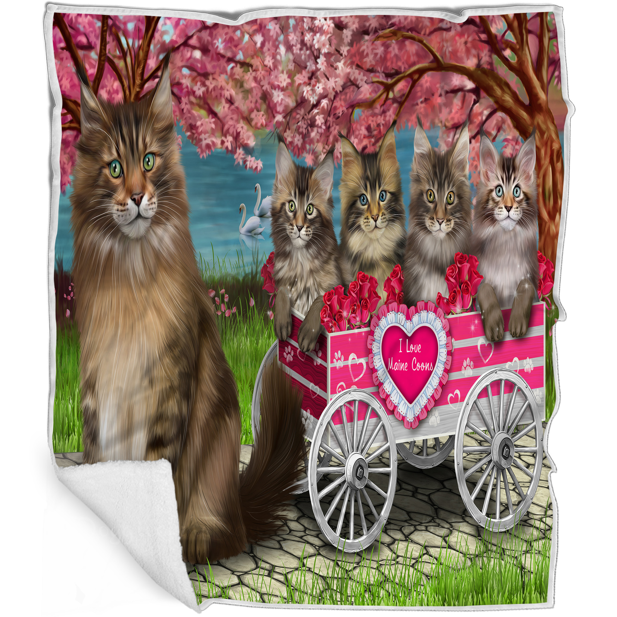 Maine Coon Cat Blanket Personalized Throw Woven Fleece Sherpa Many Designs NWT - Picture 18 of 31
