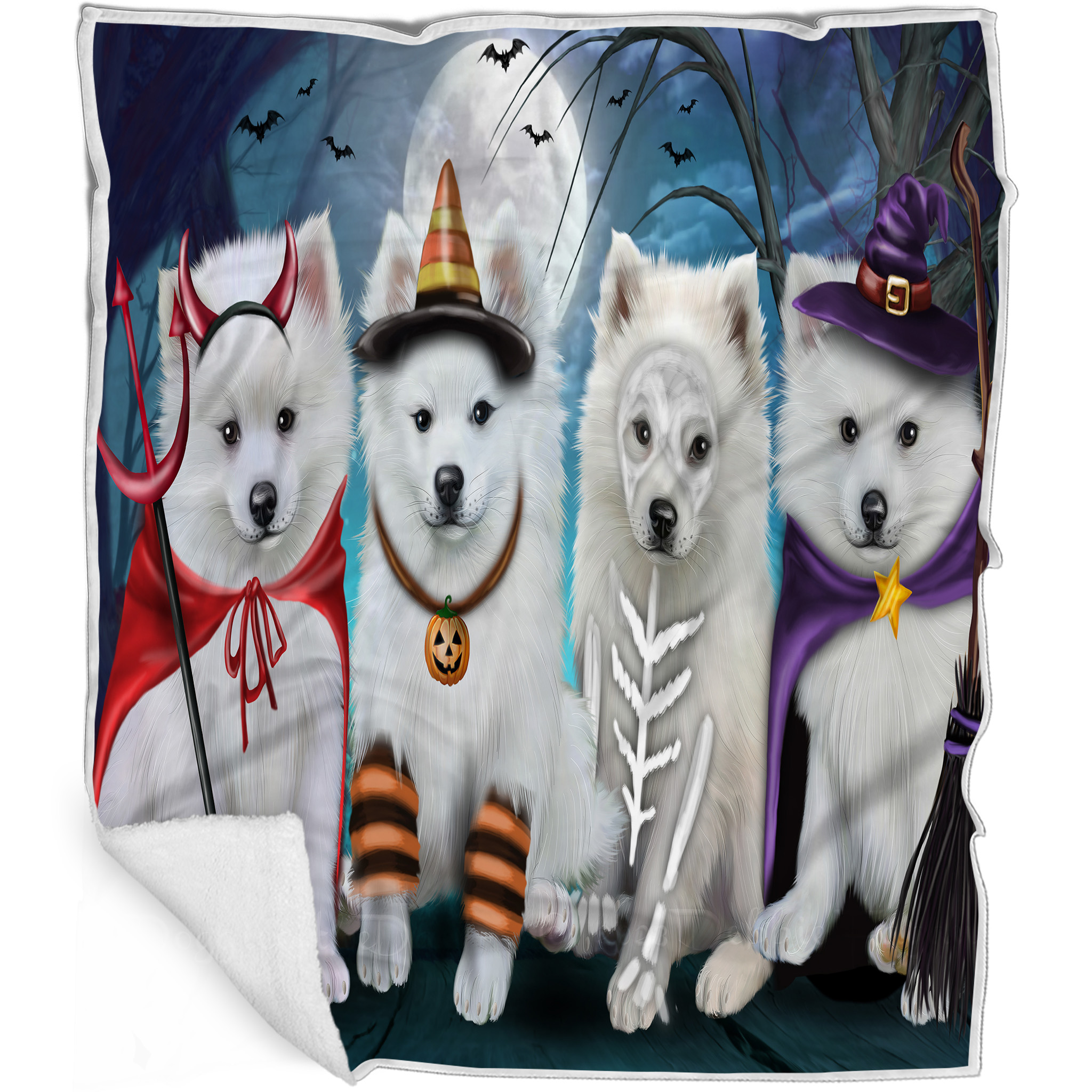 American Eskimo Dog Blanket Personalized Throw Woven Fleece Sherpa Designs NWT