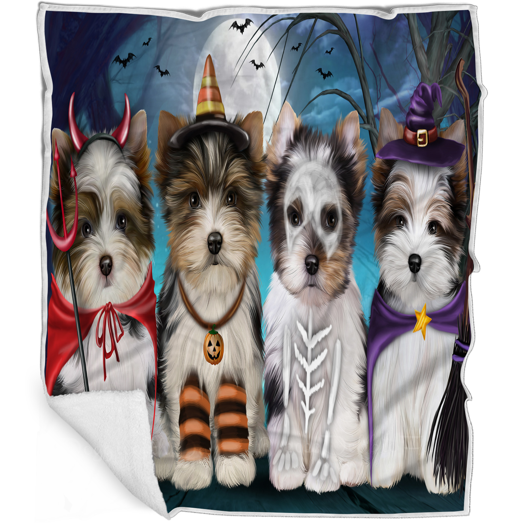 Biewer Terrier Dog Blanket Personalized Throw Woven Fleece Sherpa Designs NWT