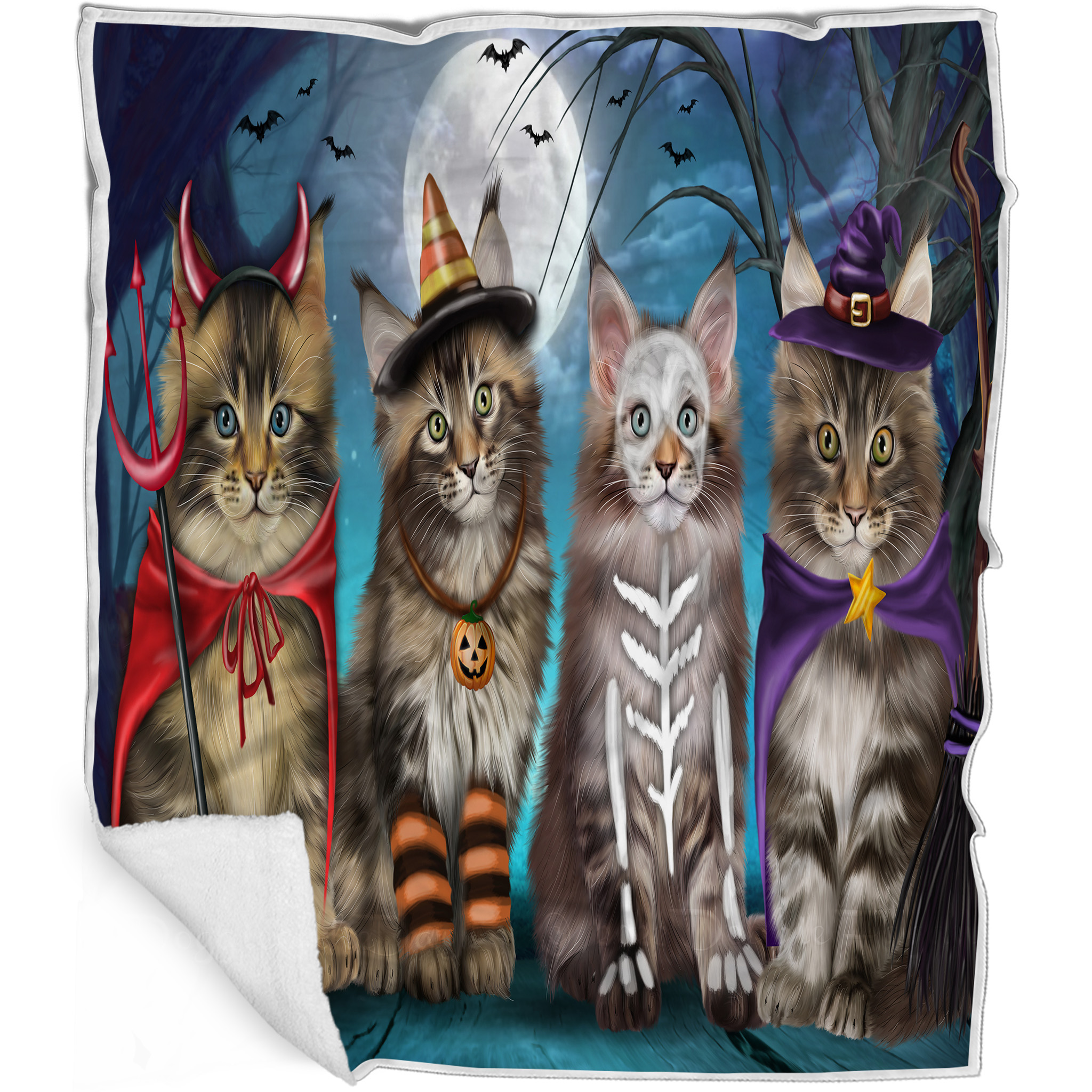 Maine Coon Cat Blanket Personalized Throw Woven Fleece Sherpa Many Designs NWT - Picture 21 of 31