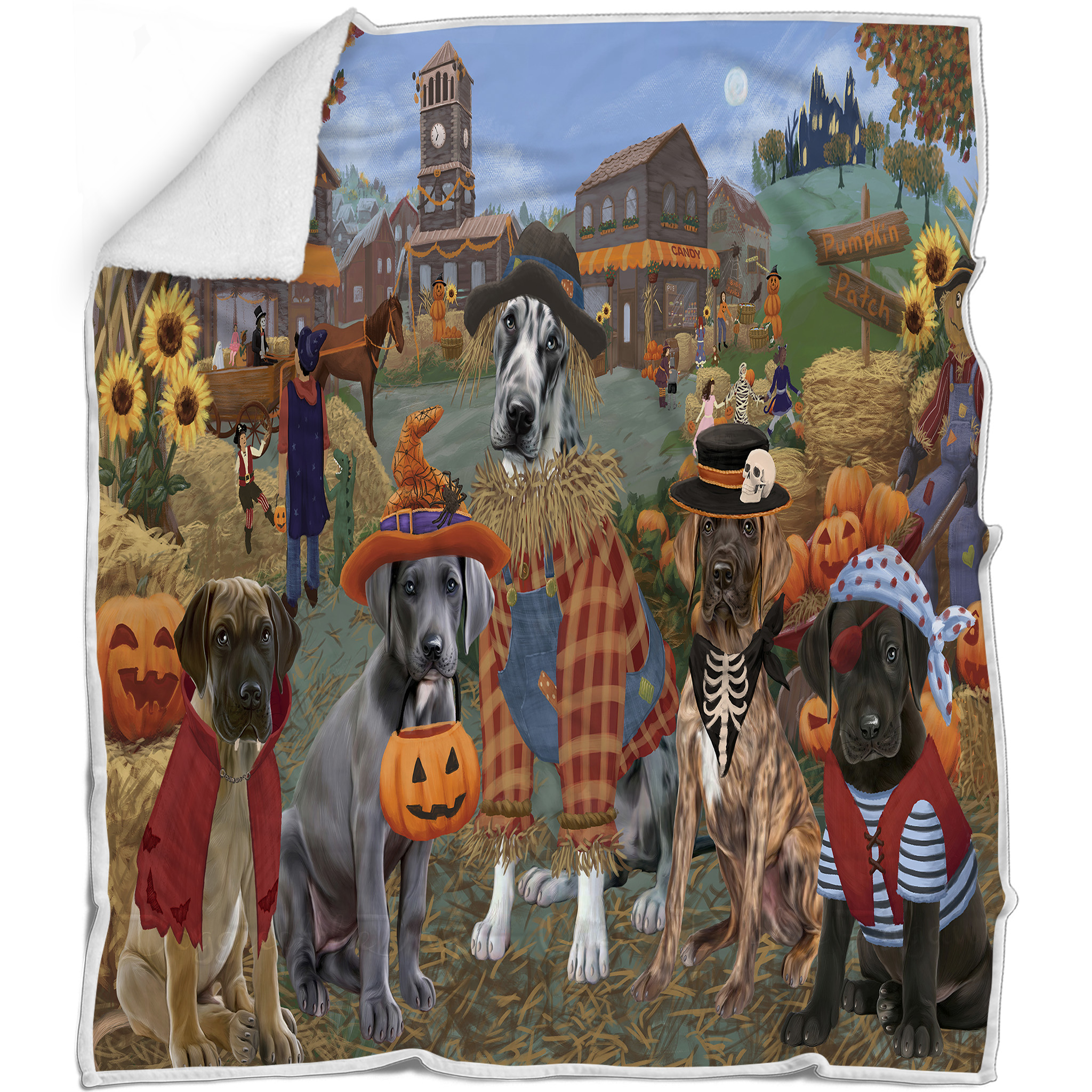 Great Dane Dog Blanket Personalized Throw Woven Fleece Sherpa Many Designs NWT - Picture 25 of 33