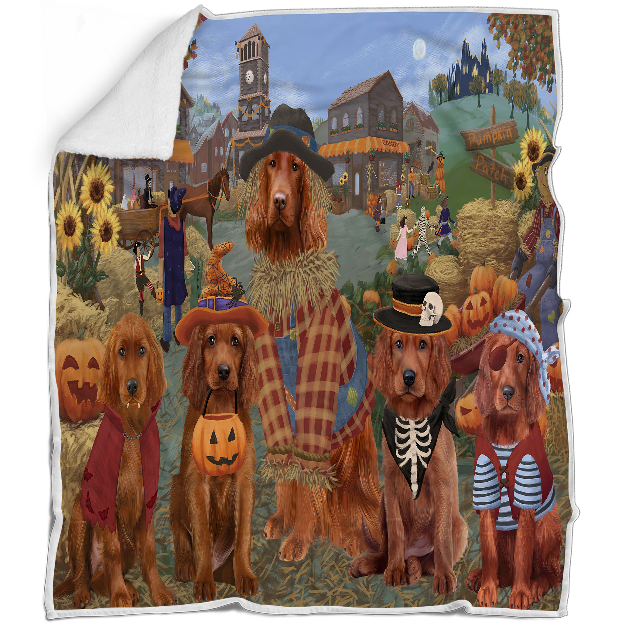 Irish Setter Dog Blanket Personalized Throw Woven Fleece Sherpa Many Designs NWT - Picture 24 of 32