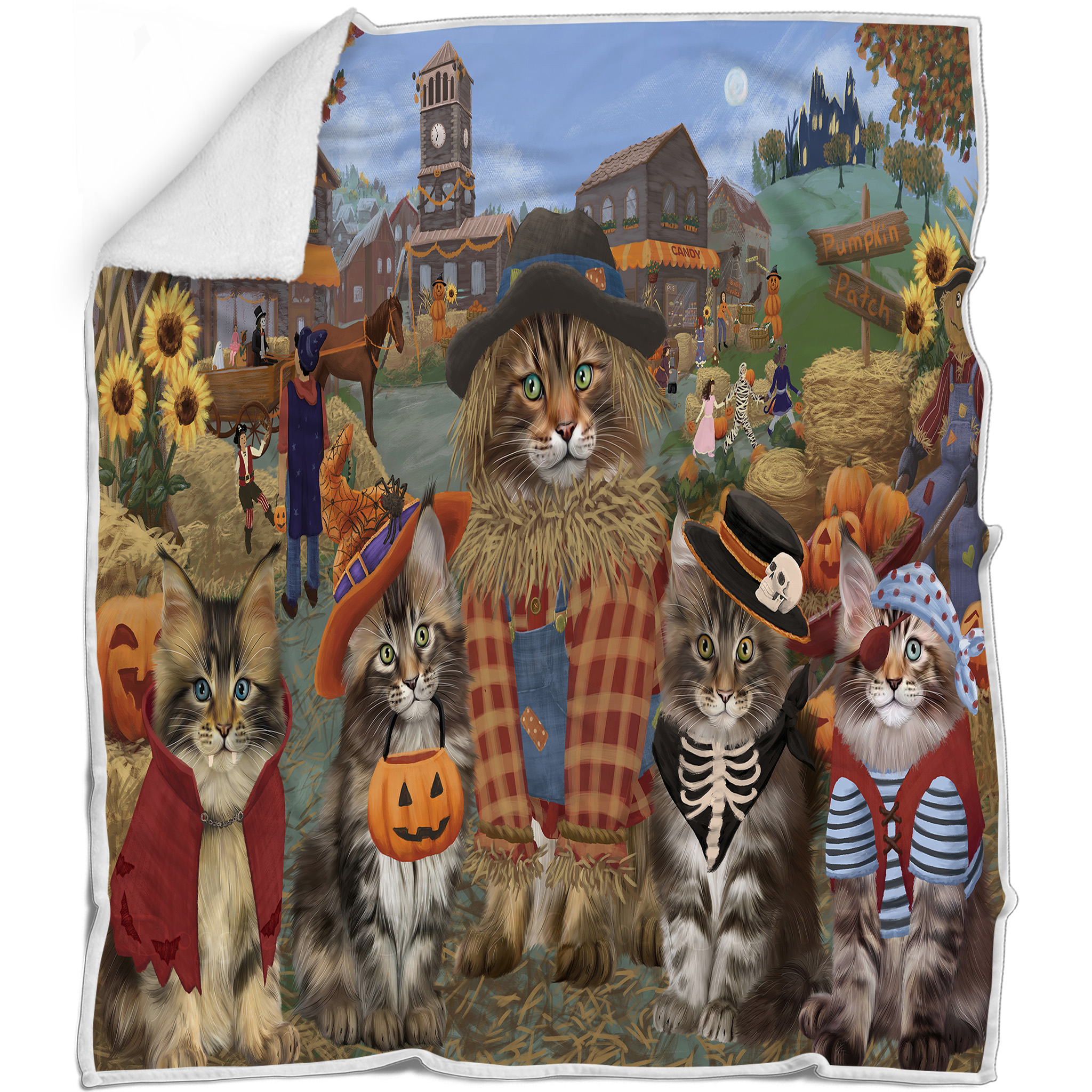Maine Coon Cat Blanket Personalized Throw Woven Fleece Sherpa Many Designs NWT - Picture 23 of 31