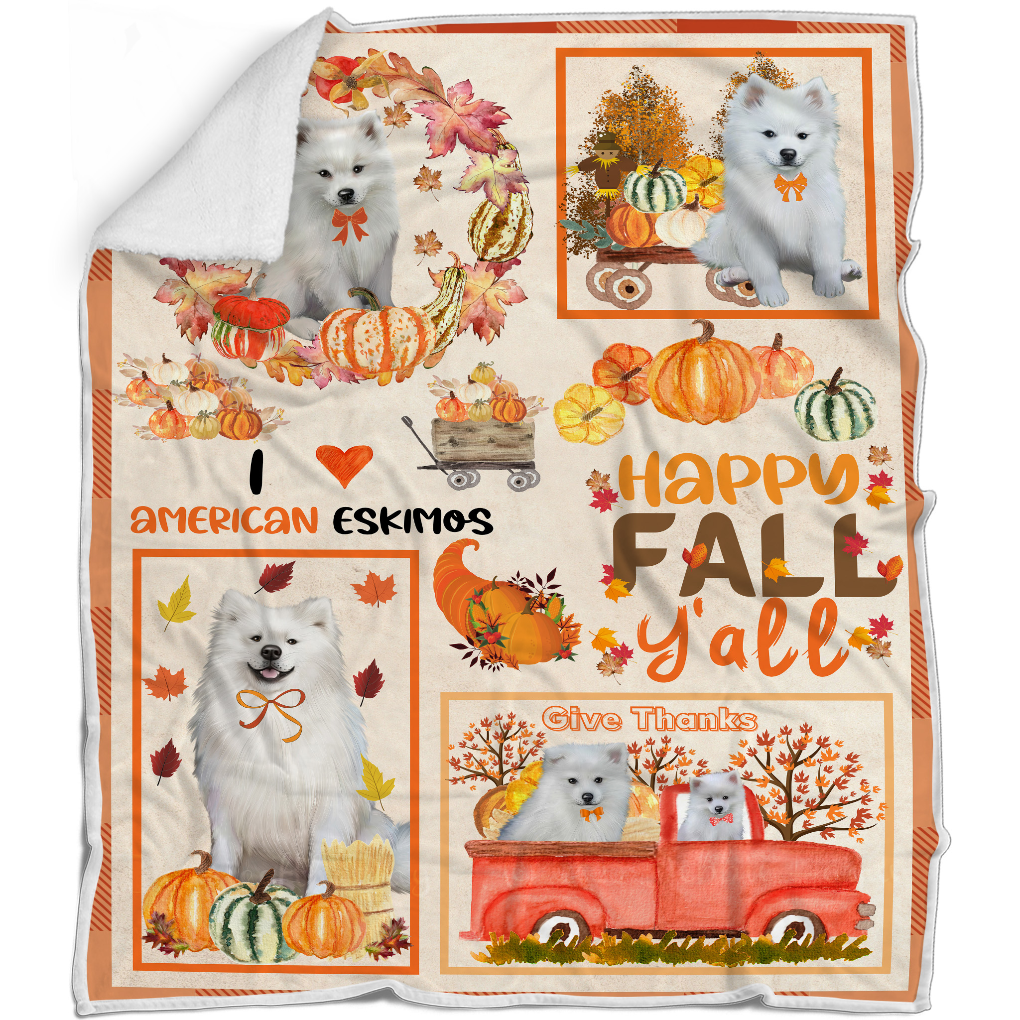 American Eskimo Dog Blanket Personalized Throw Woven Fleece Sherpa Designs NWT