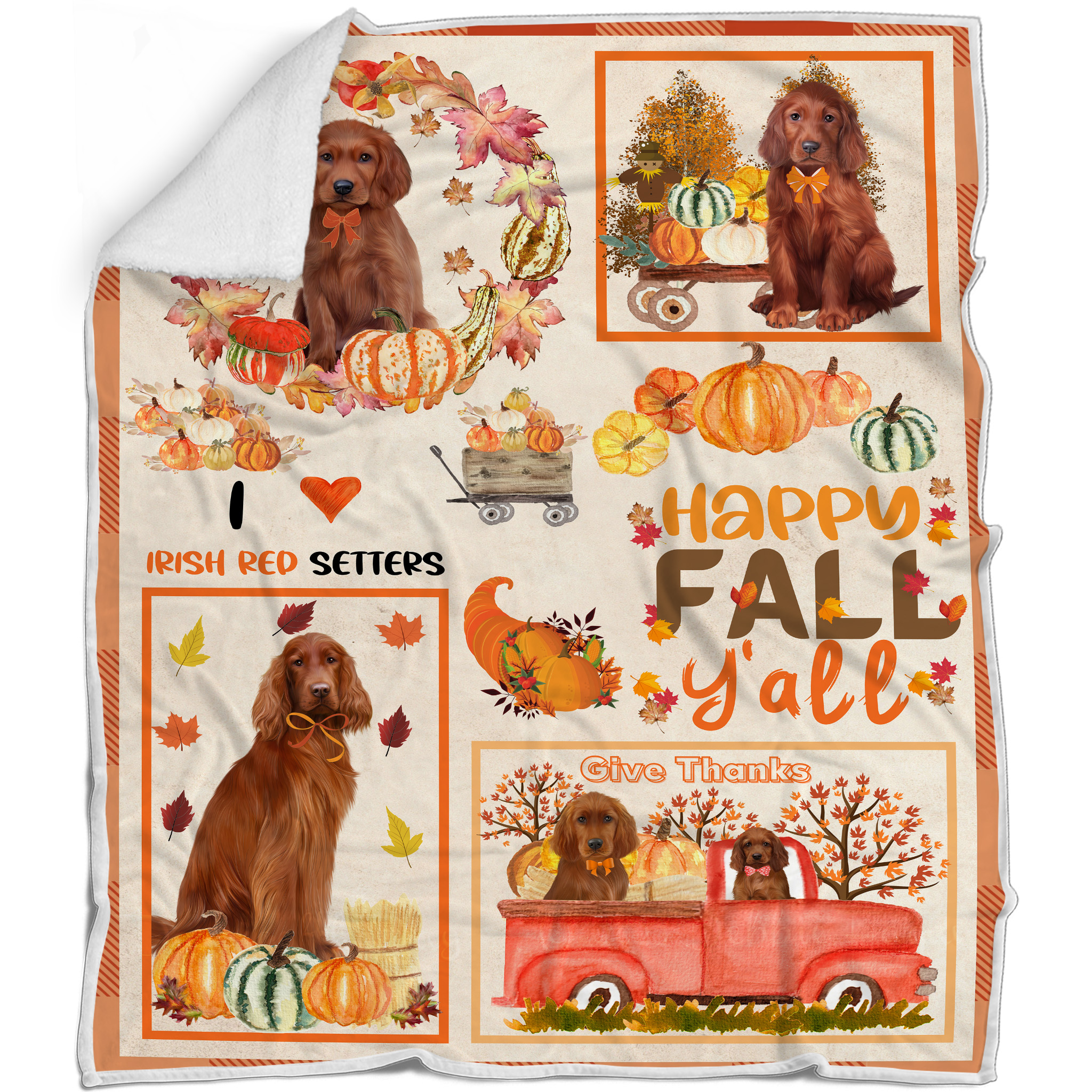 Irish Setter Dog Blanket Personalized Throw Woven Fleece Sherpa Many Designs NWT - Picture 19 of 32