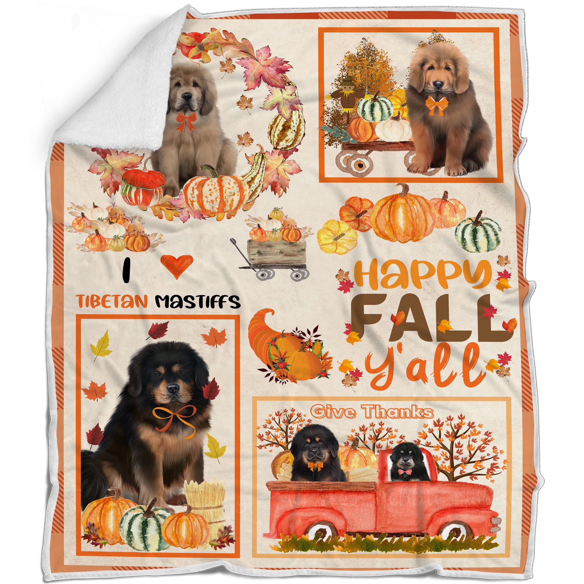 Tibetan Mastiff Dog Blanket Personalized Throw Woven Fleece Sherpa Designs NWT - Picture 13 of 19