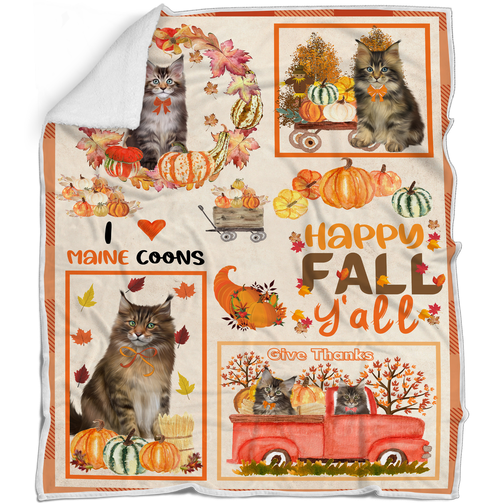 Maine Coon Cat Blanket Personalized Throw Woven Fleece Sherpa Many Designs NWT - Picture 19 of 31