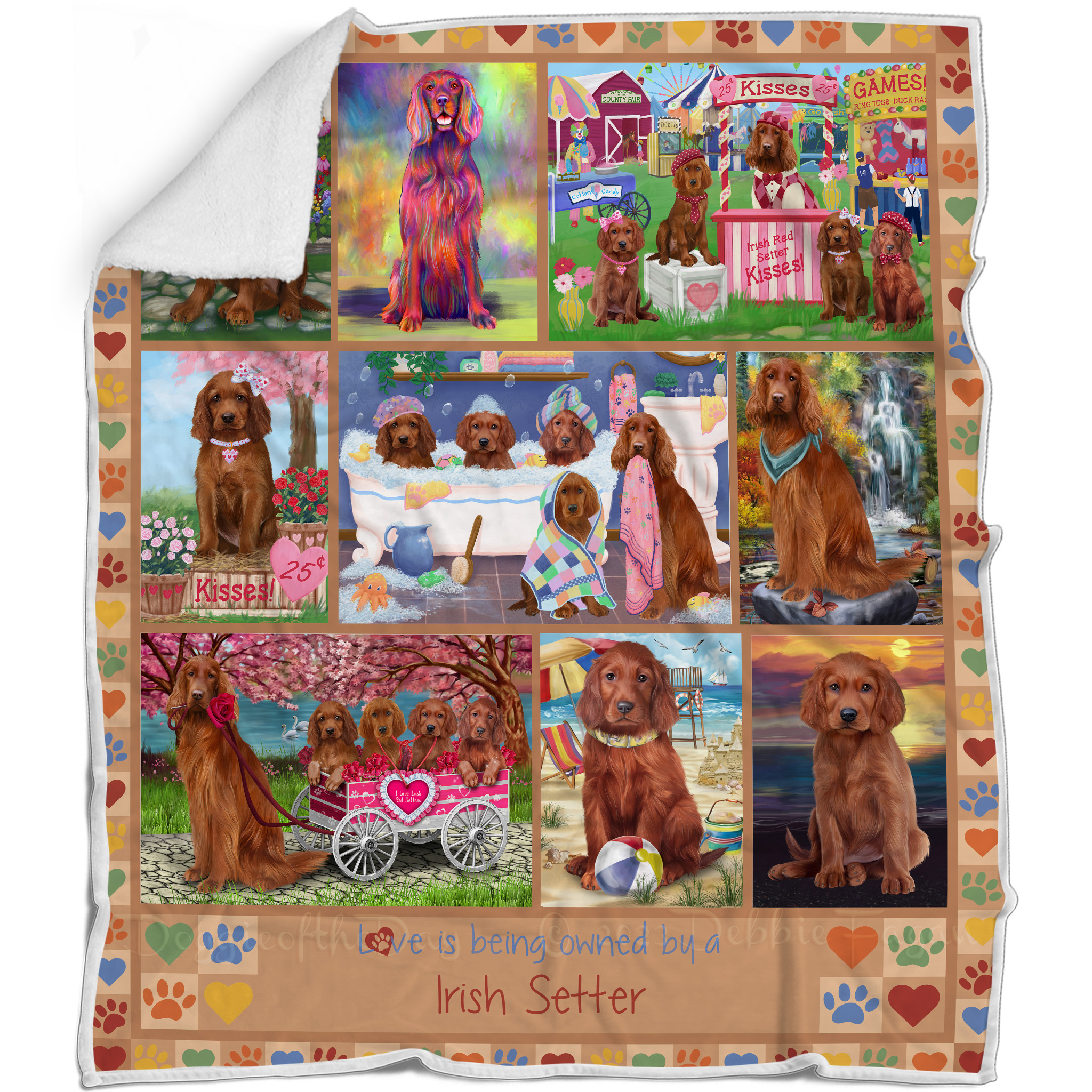 Irish Setter Dog Blanket Personalized Throw Woven Fleece Sherpa Many Designs NWT - Picture 21 of 32