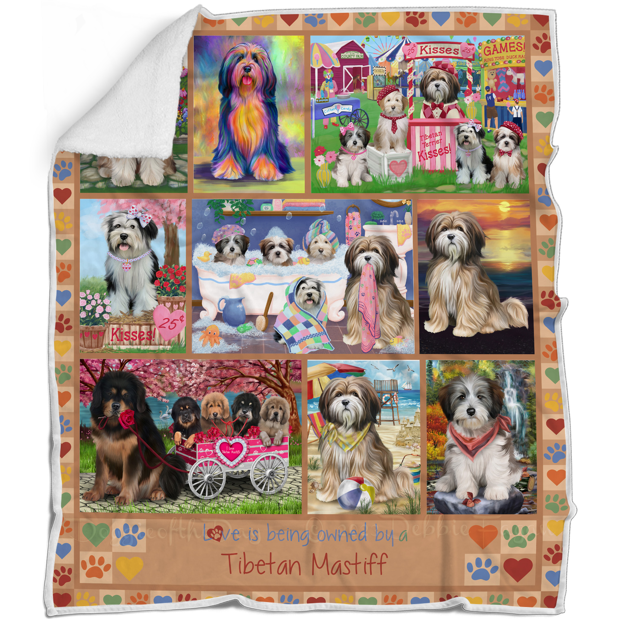 Tibetan Mastiff Dog Blanket Personalized Throw Woven Fleece Sherpa Designs NWT - Picture 14 of 19