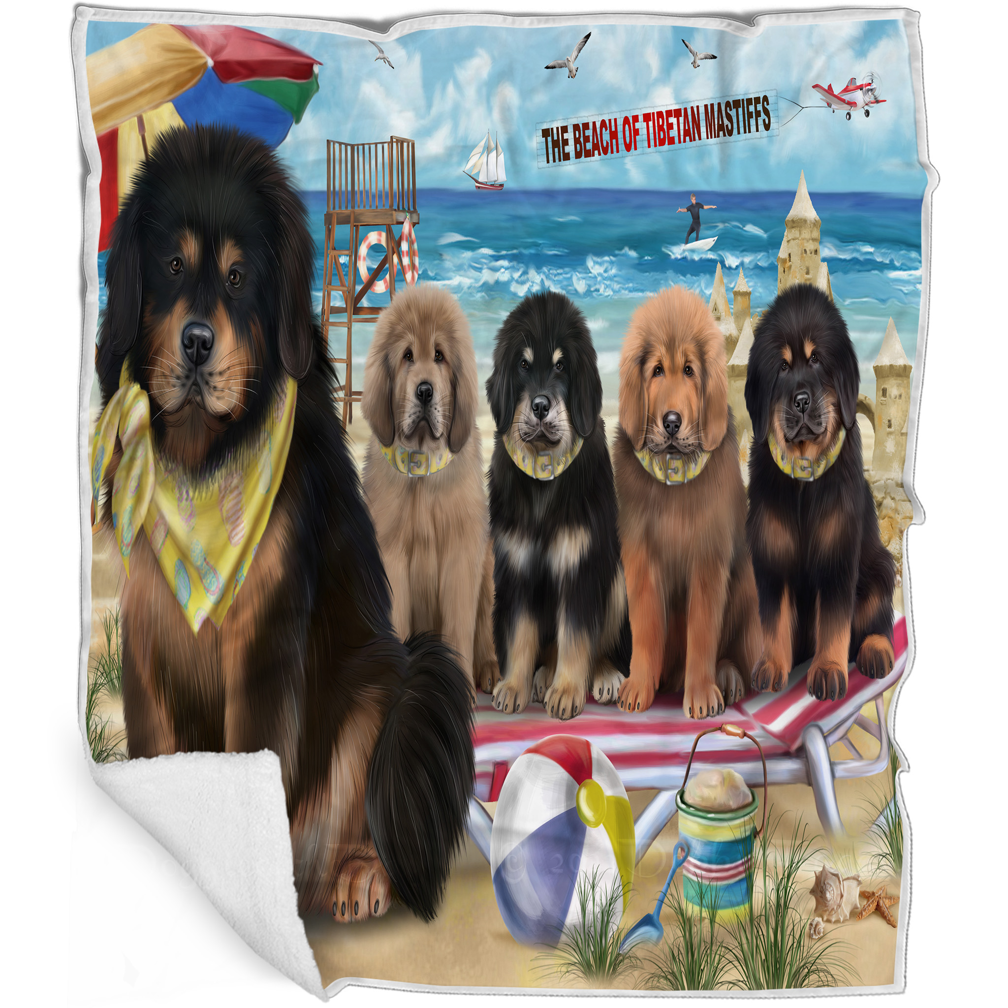 Tibetan Mastiff Dog Blanket Personalized Throw Woven Fleece Sherpa Designs NWT - Picture 11 of 19