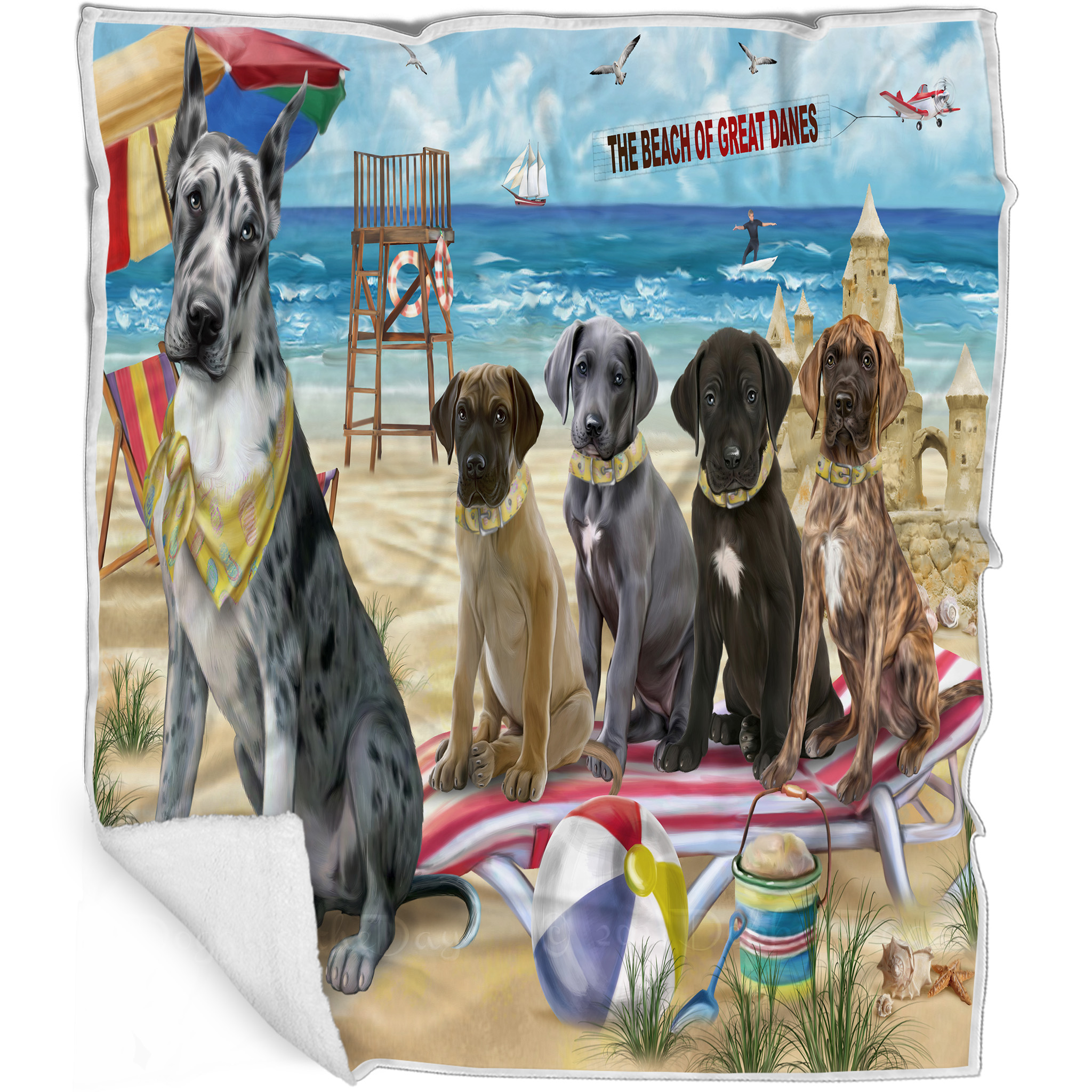 Great Dane Dog Blanket Personalized Throw Woven Fleece Sherpa Many Designs NWT - Picture 13 of 33