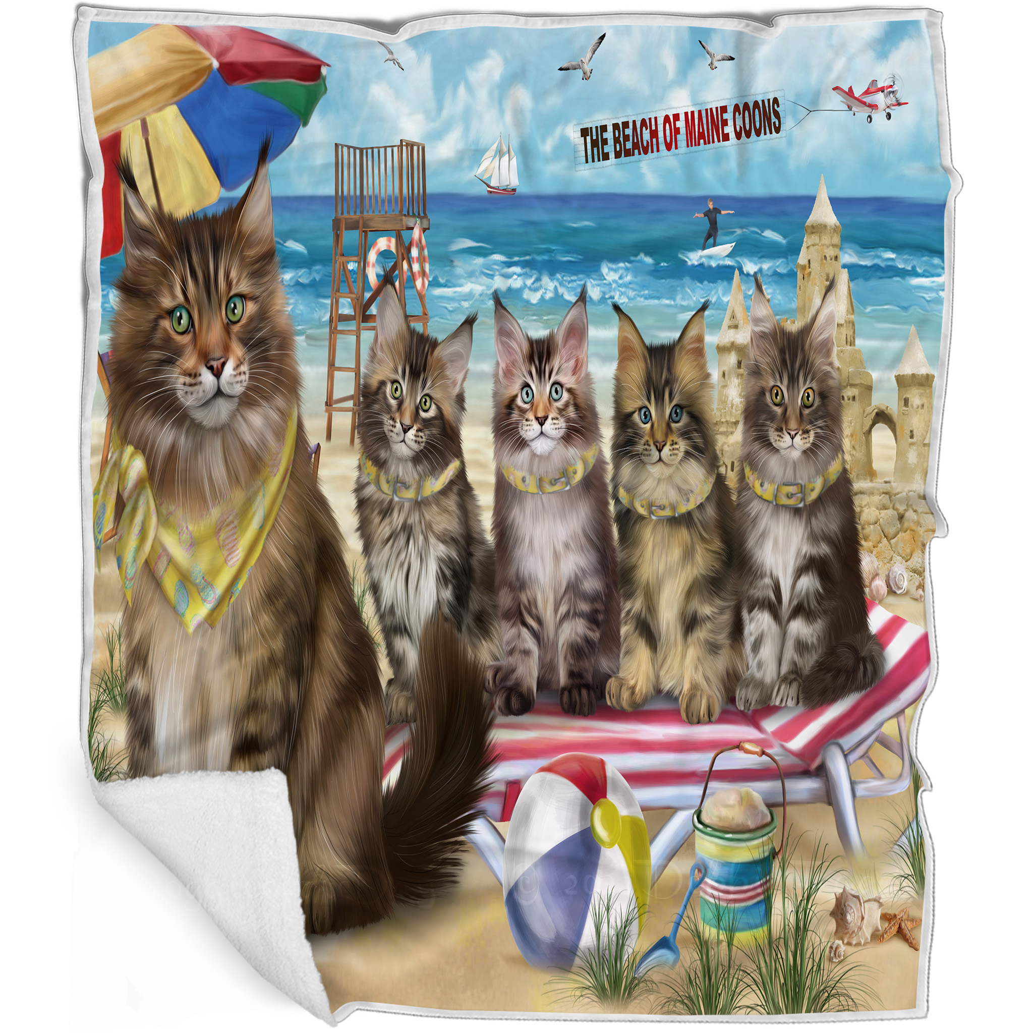 Maine Coon Cat Blanket Personalized Throw Woven Fleece Sherpa Many Designs NWT - Picture 13 of 31