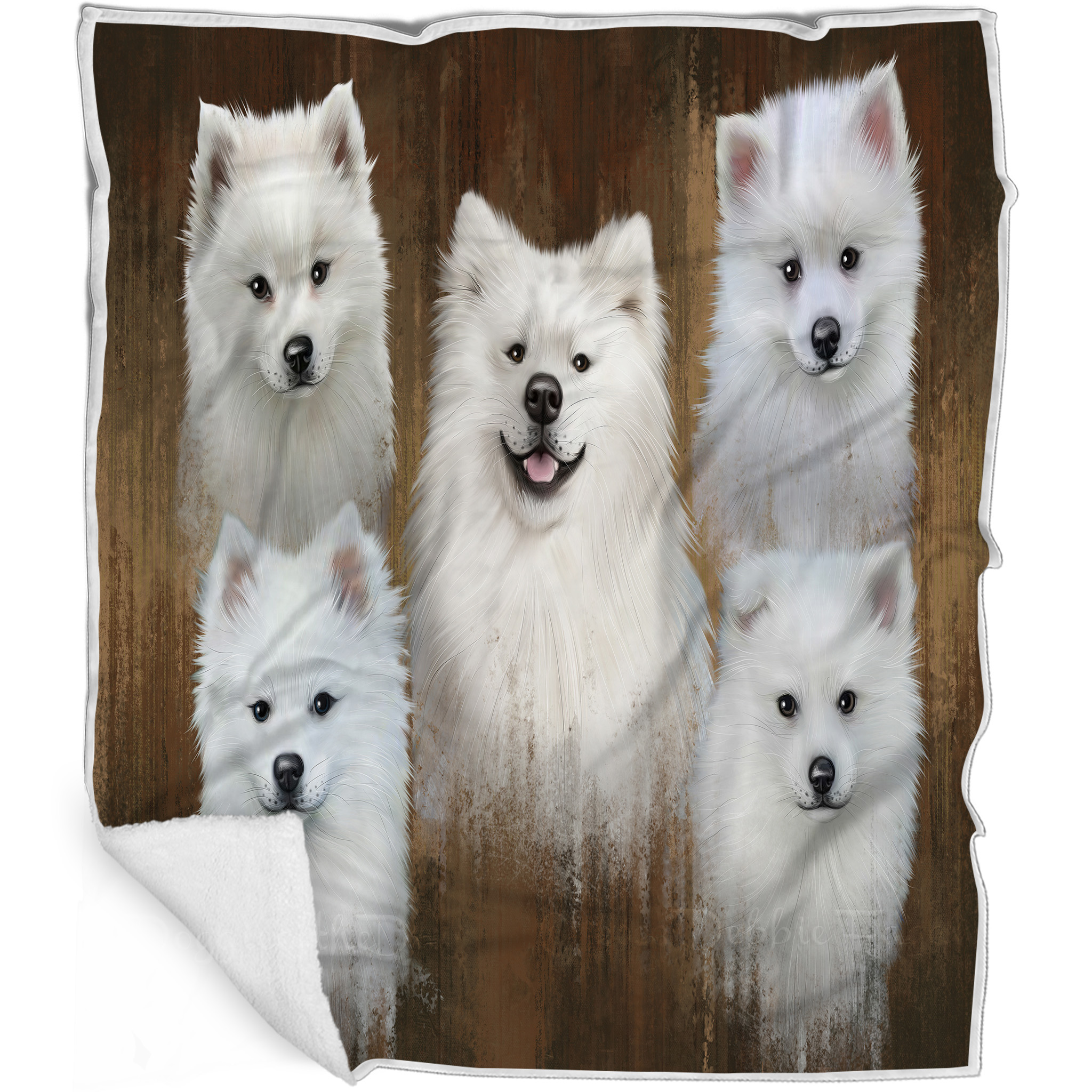 American Eskimo Dog Blanket Personalized Throw Woven Fleece Sherpa Designs NWT