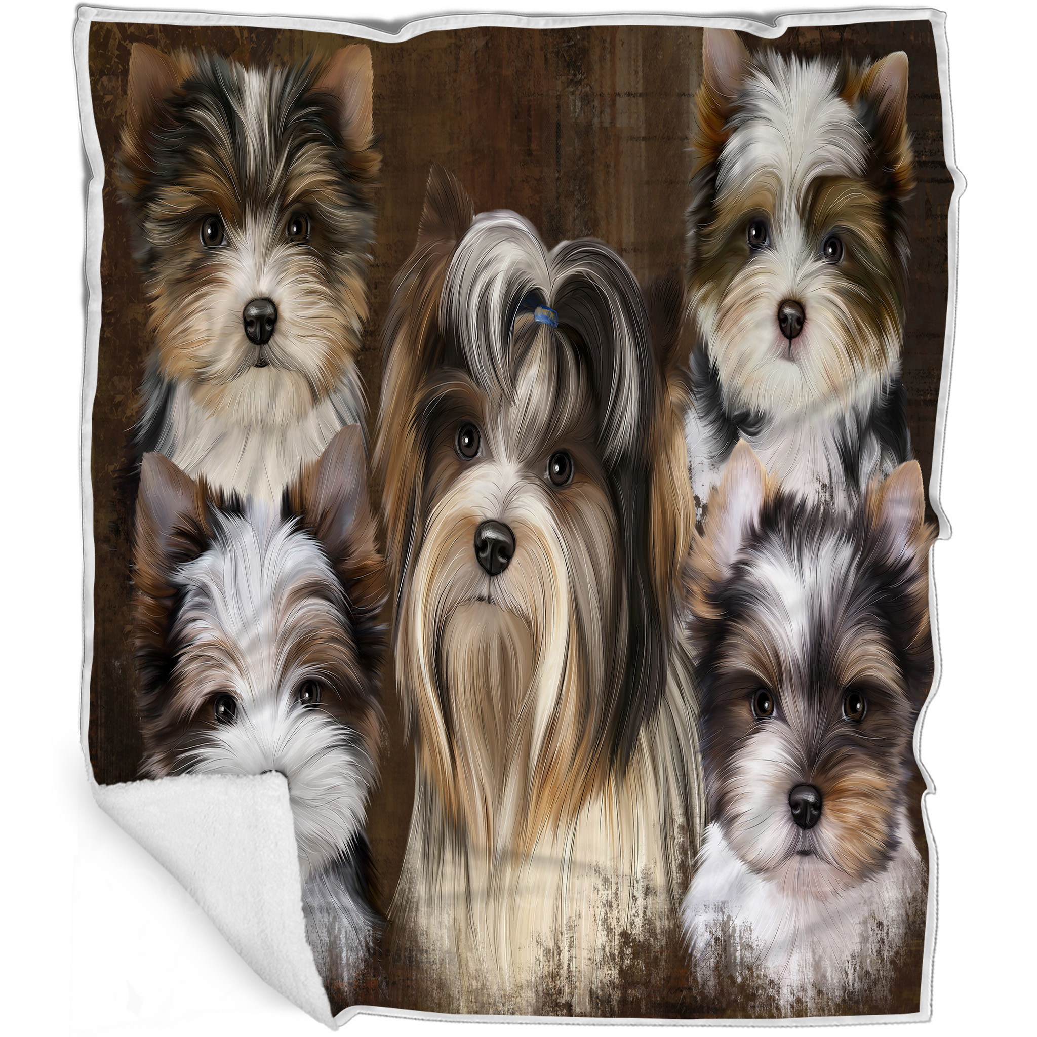 Biewer Terrier Dog Blanket Personalized Throw Woven Fleece Sherpa Designs NWT