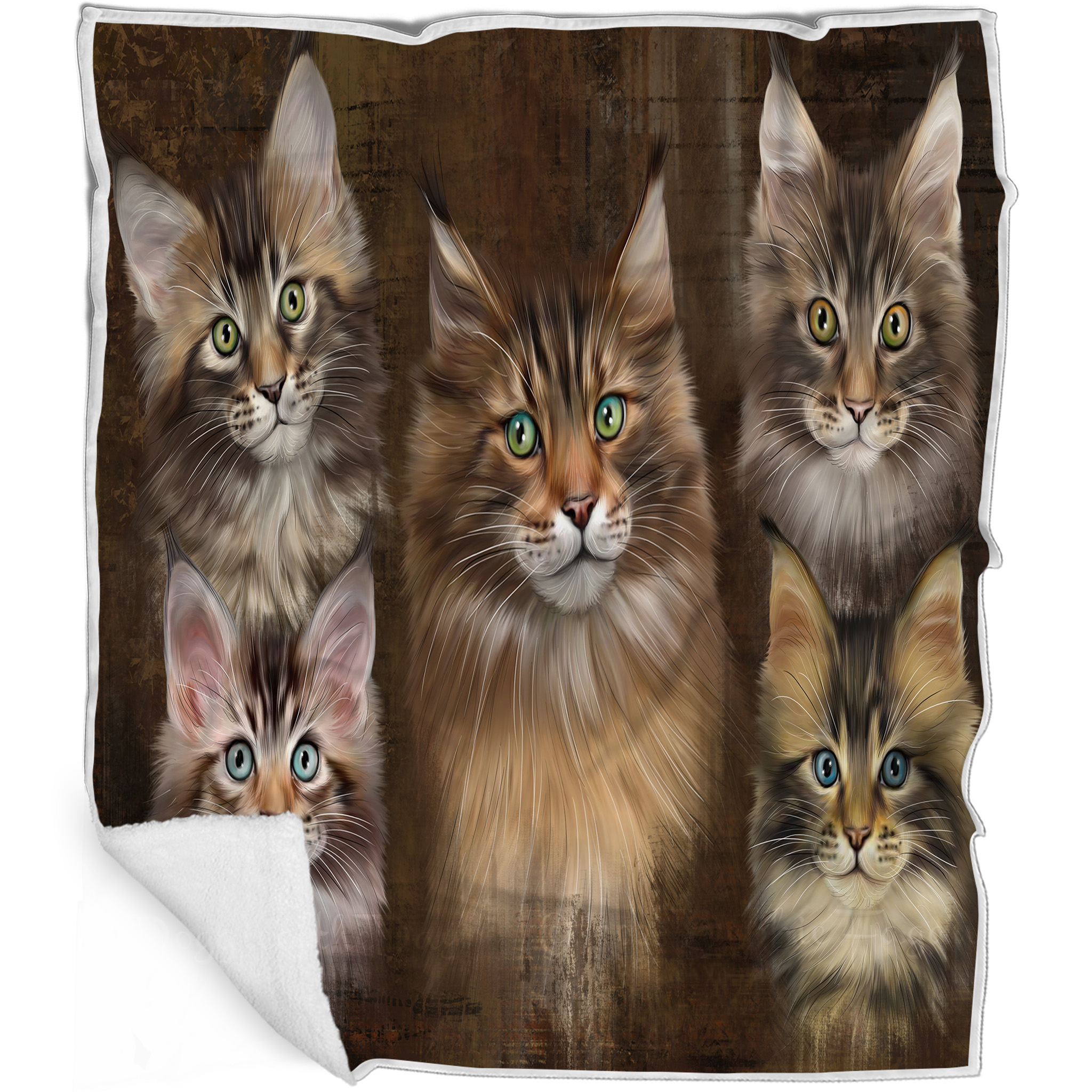 Maine Coon Cat Blanket Personalized Throw Woven Fleece Sherpa Many Designs NWT - Picture 27 of 31