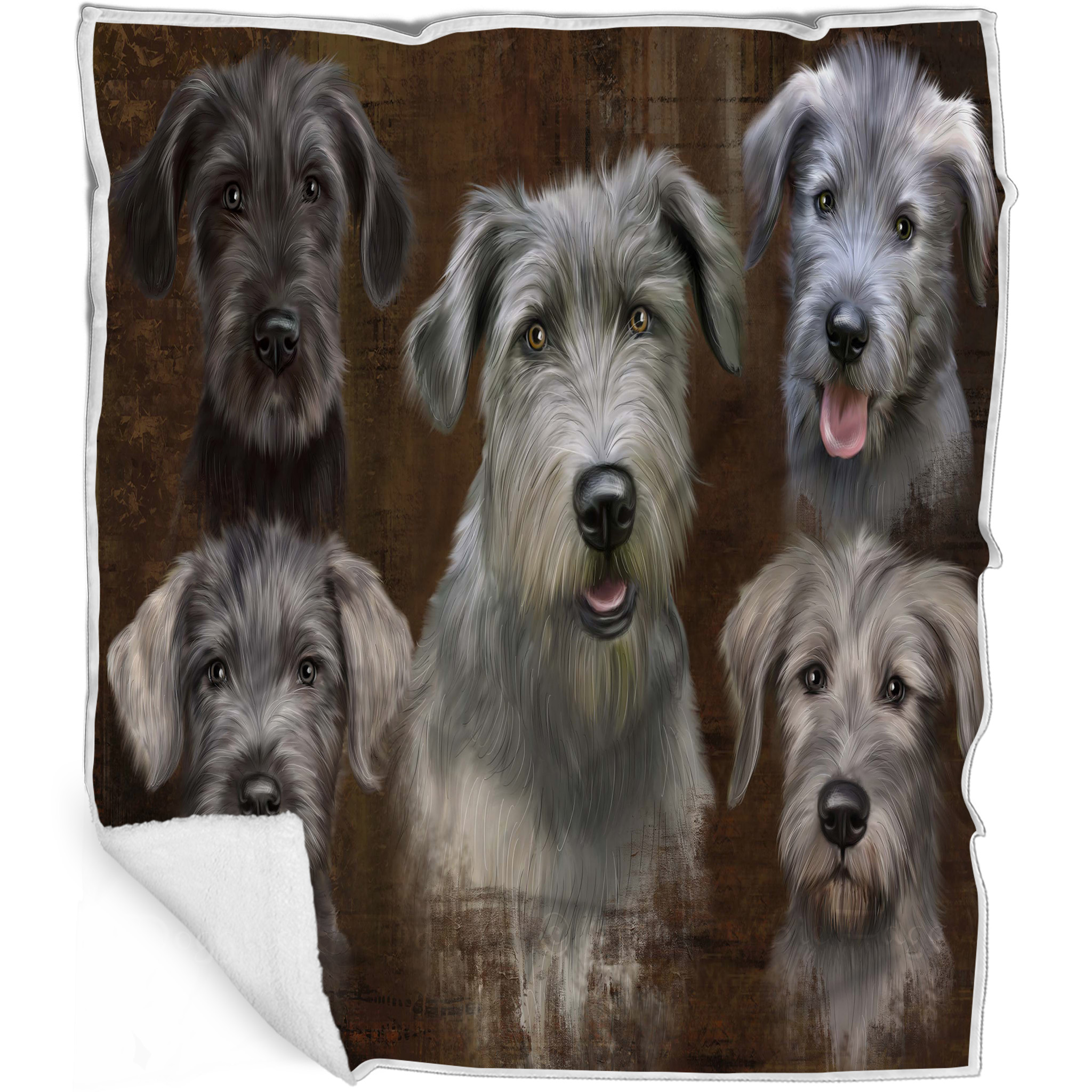 Wolfhound Dog Blanket Personalized Throw Woven Fleece Sherpa Many Designs NWT